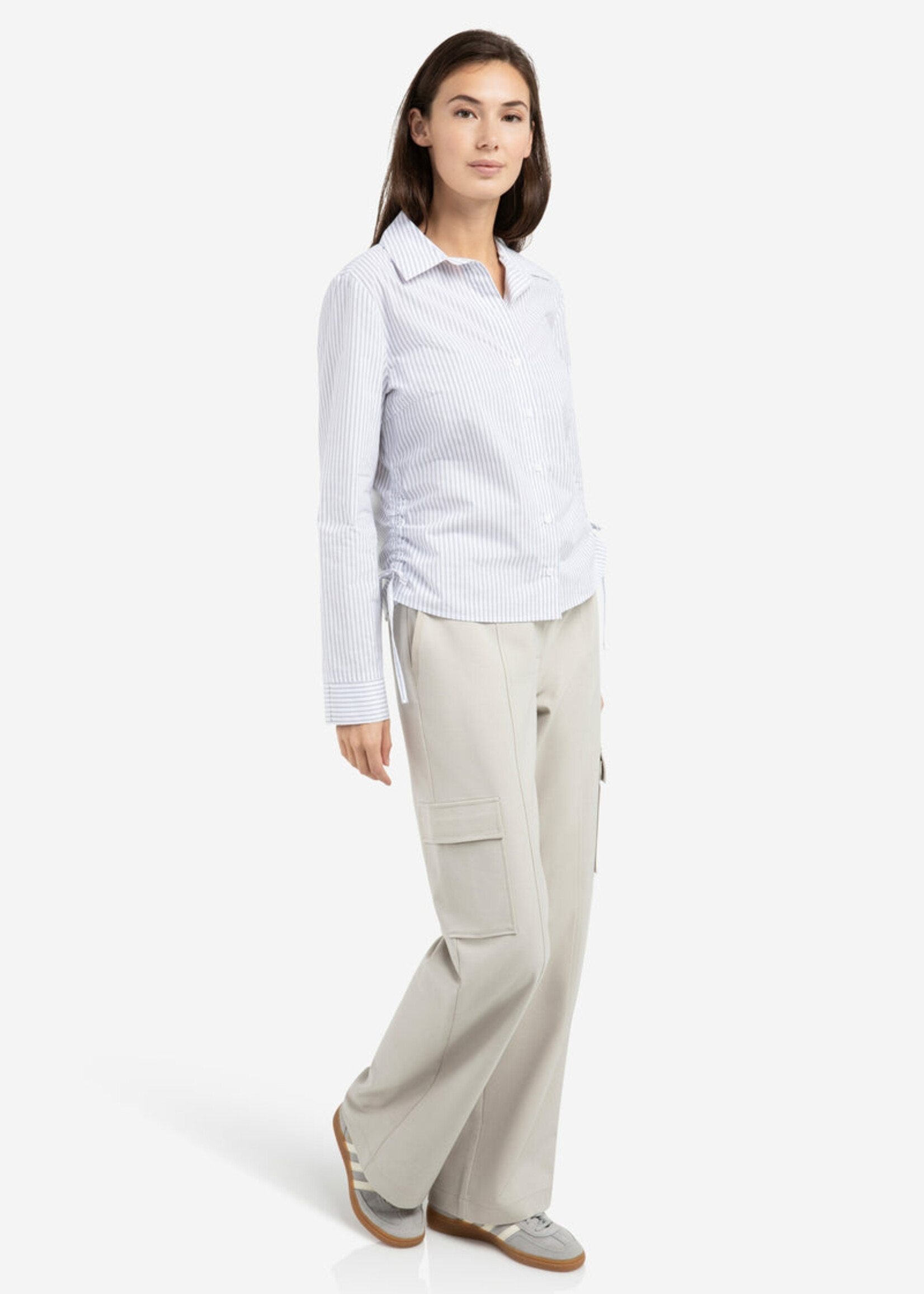 Yaya Women YAYA Fitted Blouse W/Side Drawst - Iron Grey