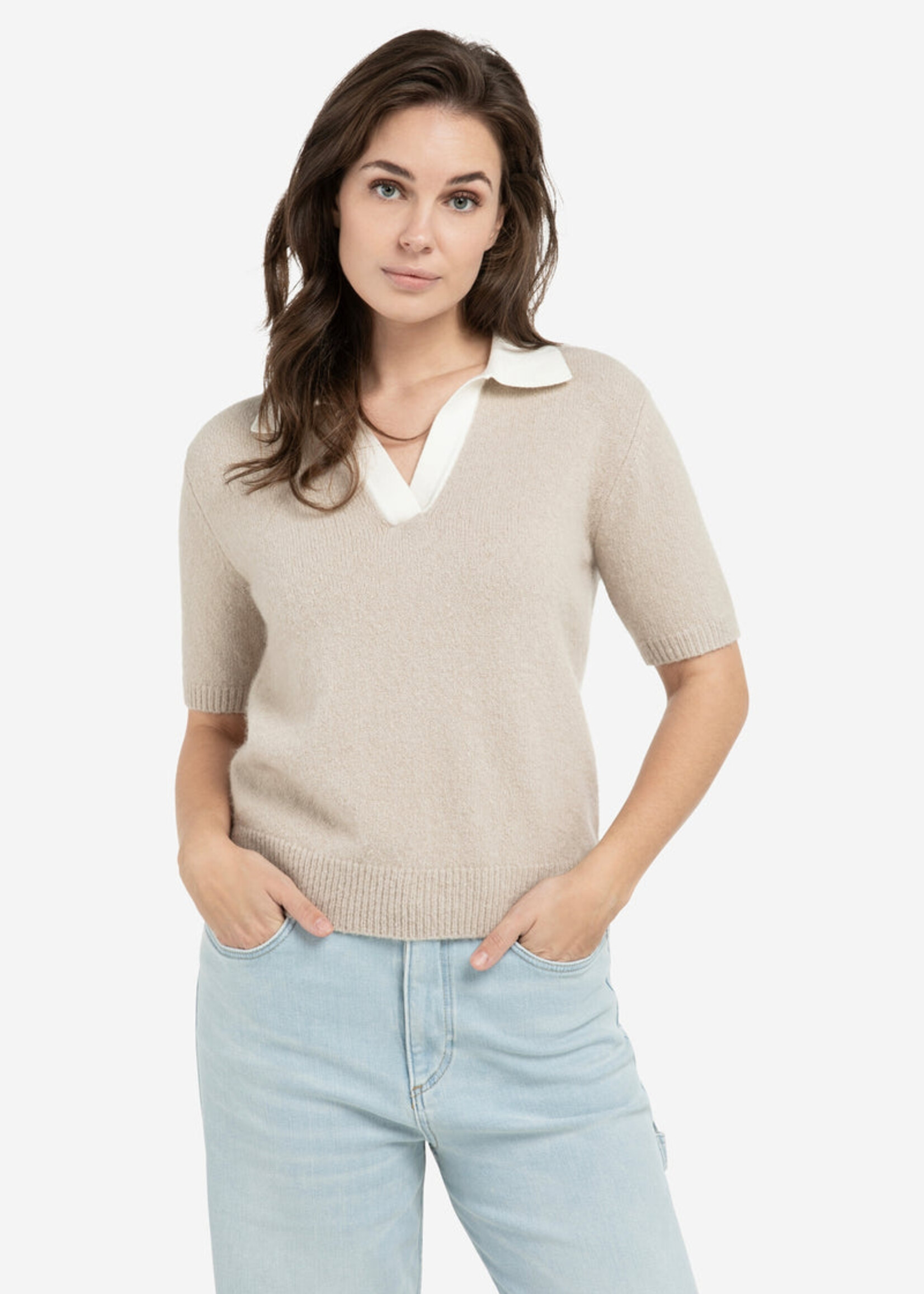Yaya Women Yaya Women Sweater With Contrast Collar - Mist Green