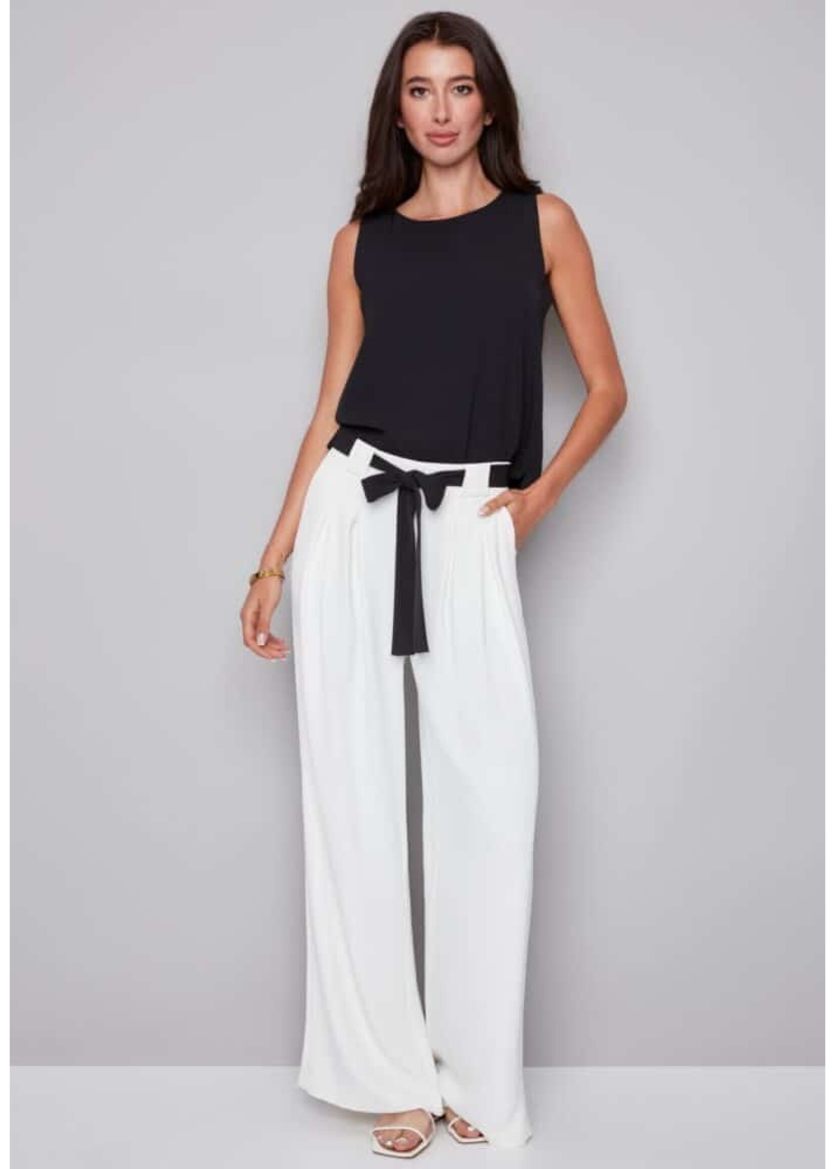 I love Tyler Madison Tyler Madison Pantalon Fiona À Jambes Larges - Cream