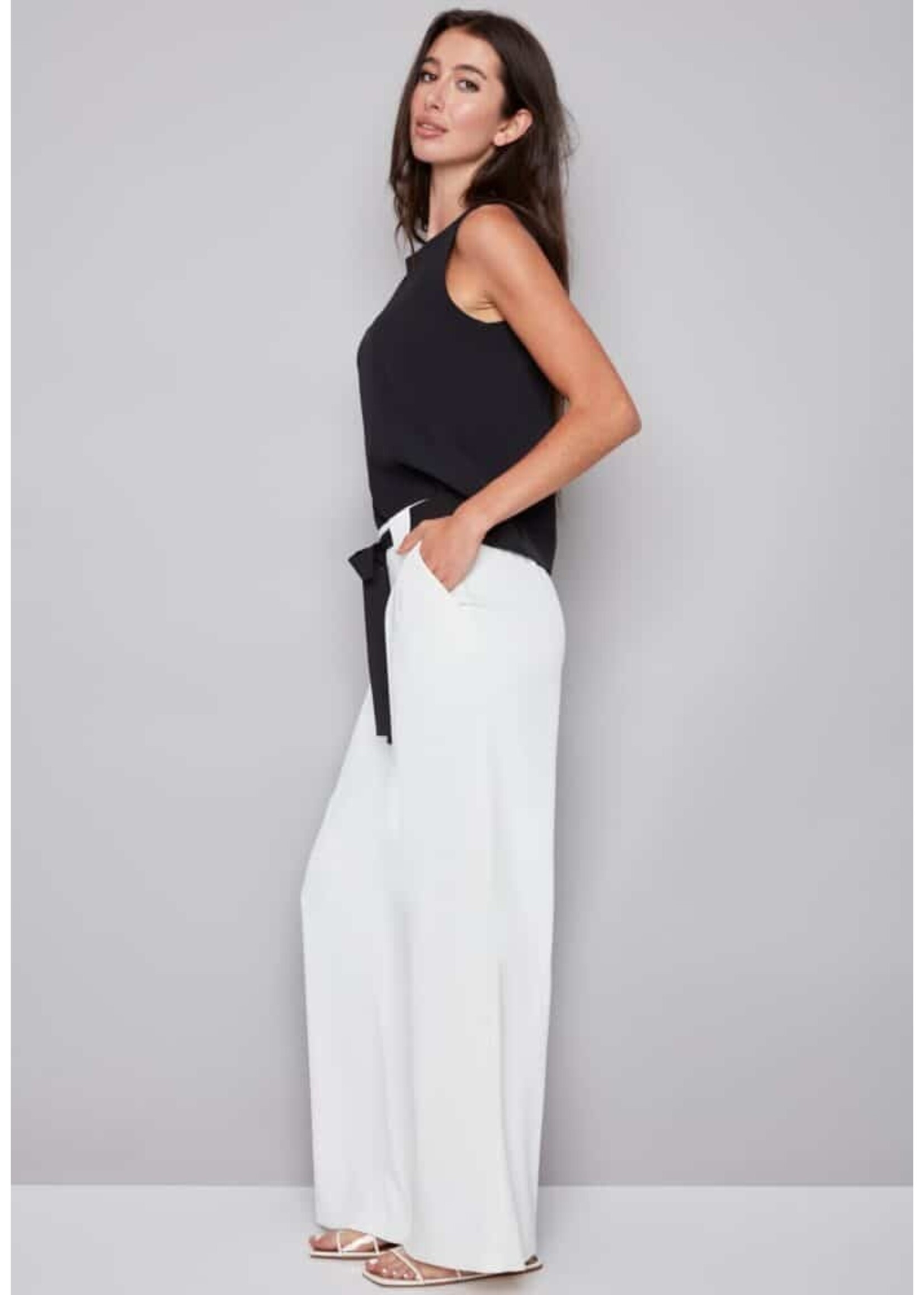 I love Tyler Madison Tyler Madison Pantalon Fiona À Jambes Larges - Cream