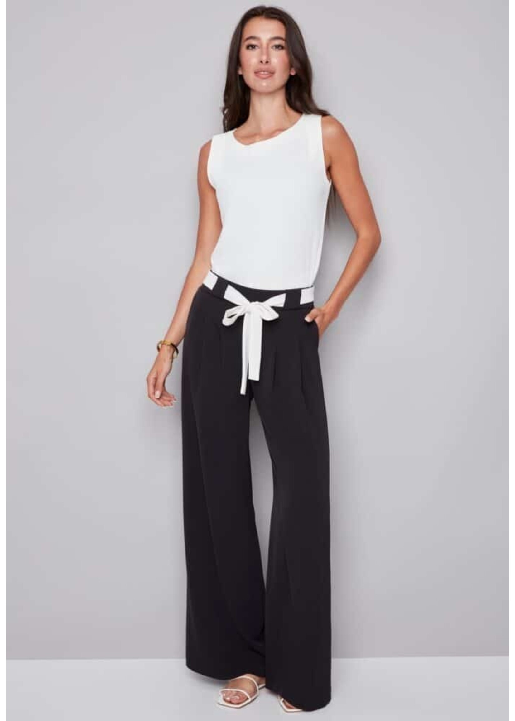 I love Tyler Madison Tyler Madison Pantalon Fiona À Jambes Larges - Noir