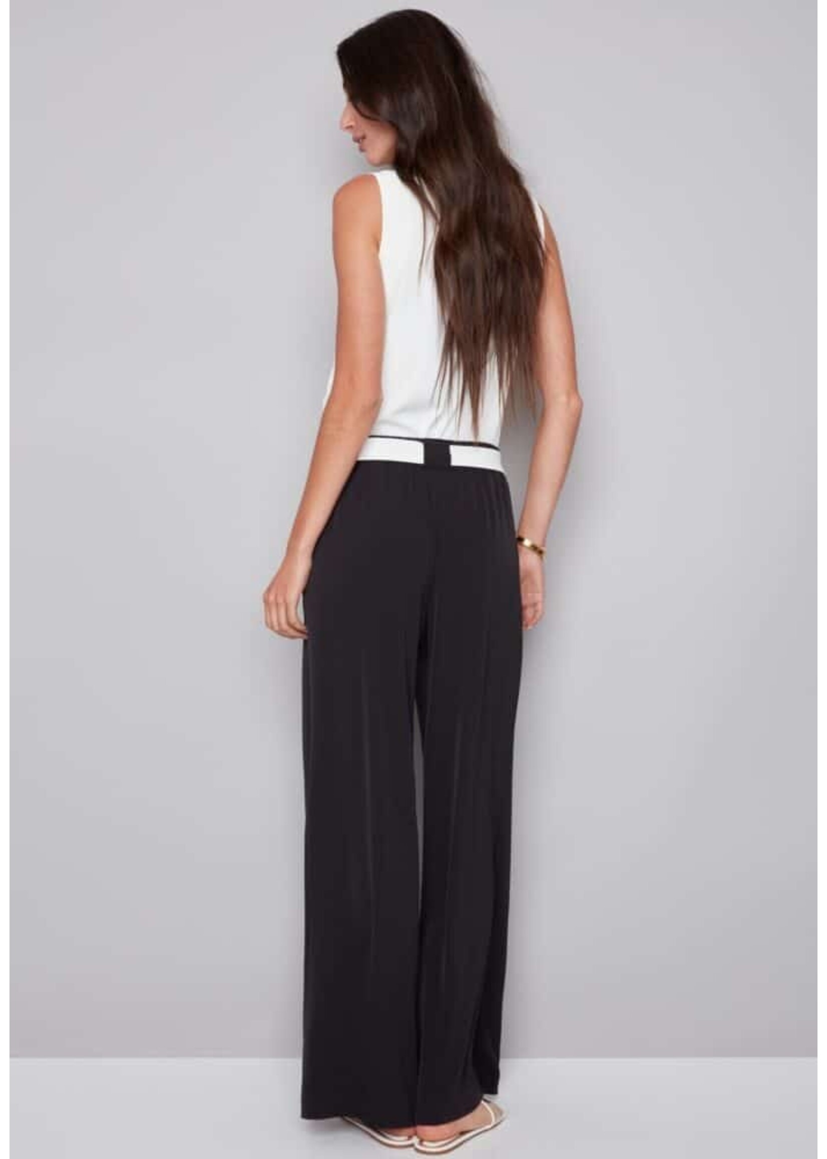 I love Tyler Madison Tyler Madison Pantalon Fiona À Jambes Larges - Noir