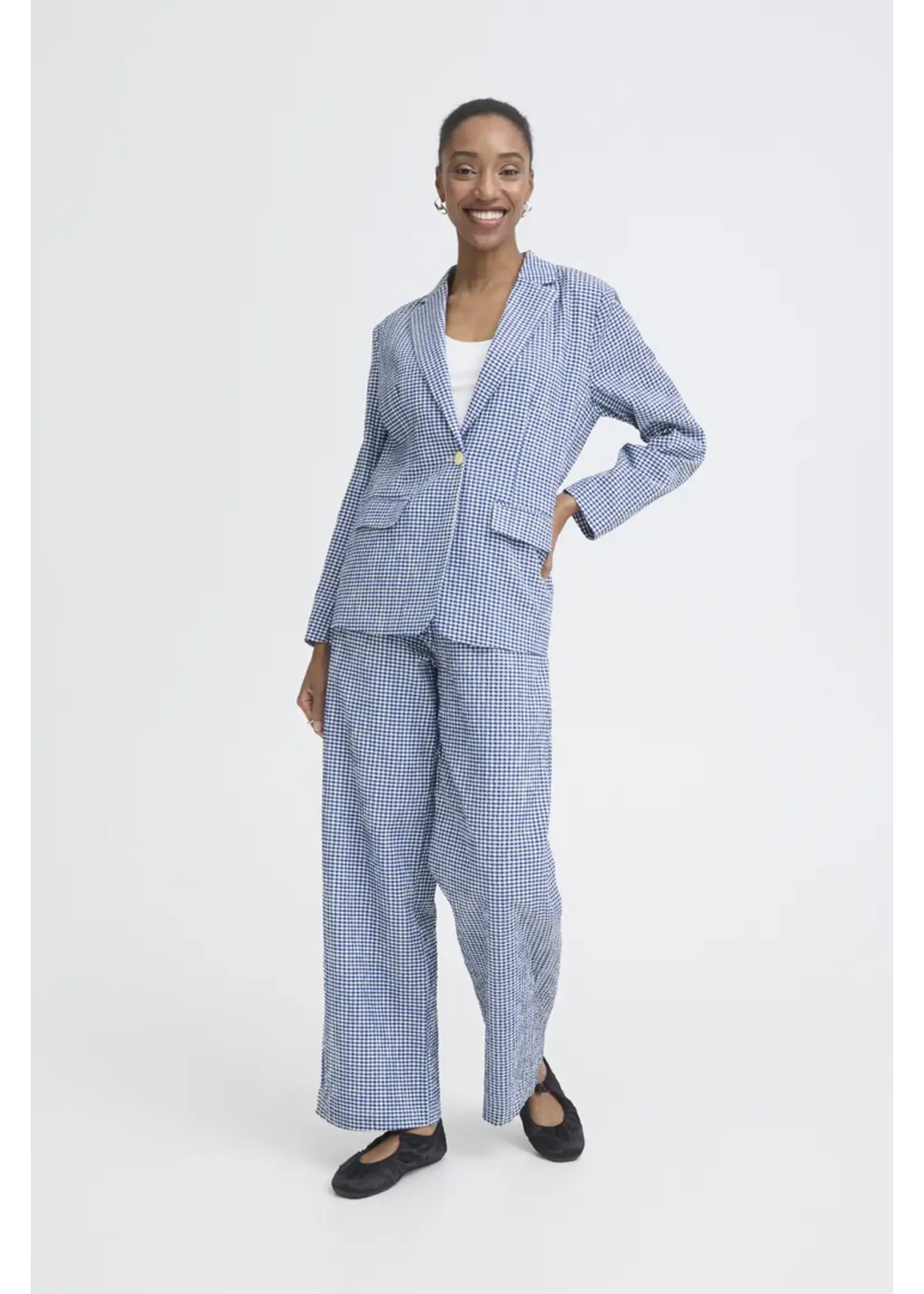 ICHI ICHI Blazer IHJilma - Bleu/Blanc