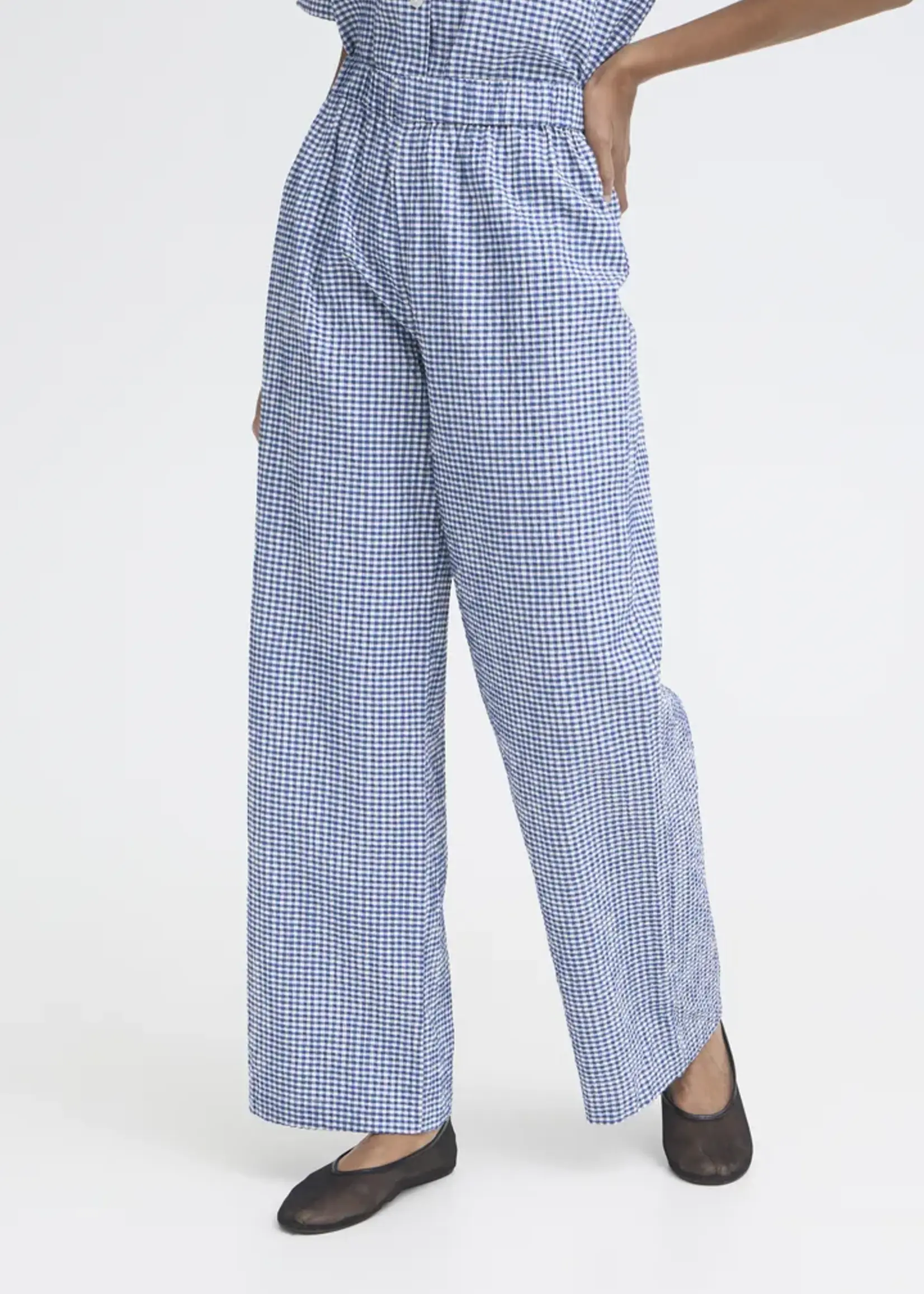 ICHI ICHI Pantalon IHJilma - Bleu/Blanc