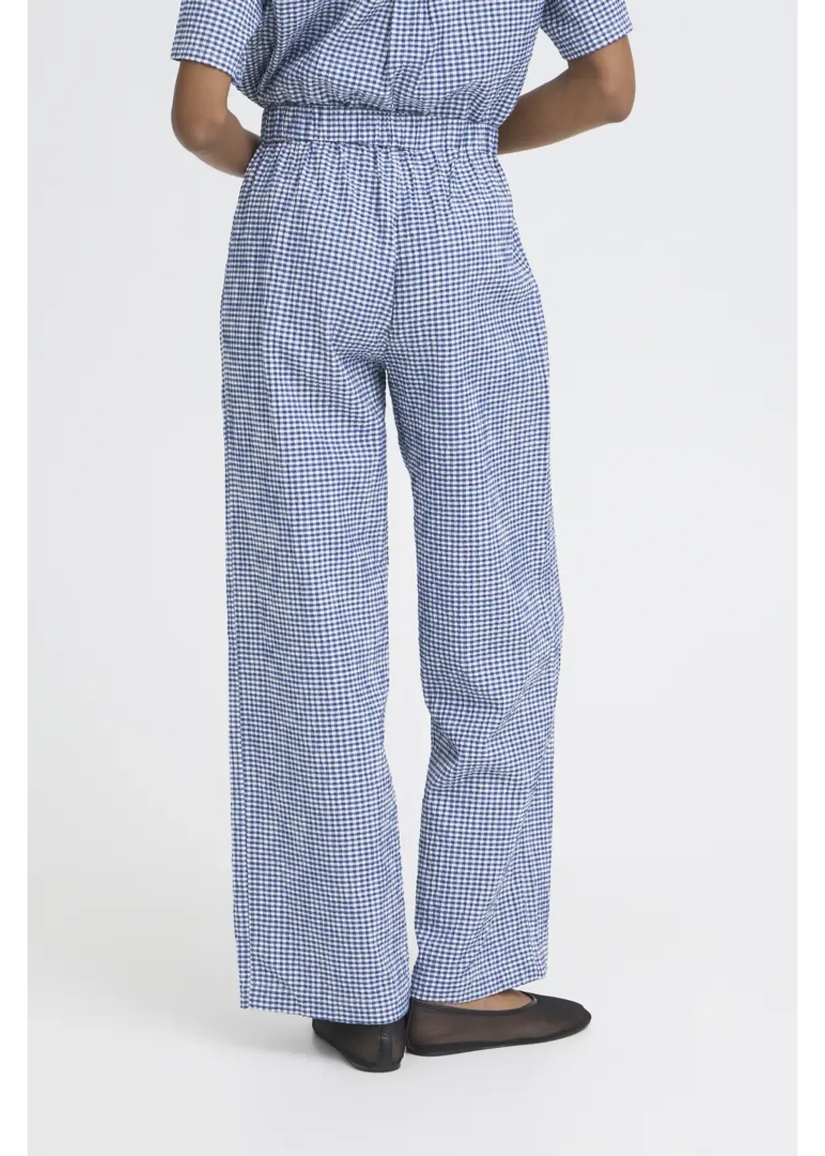 ICHI ICHI Pantalon IHJilma - Bleu/Blanc