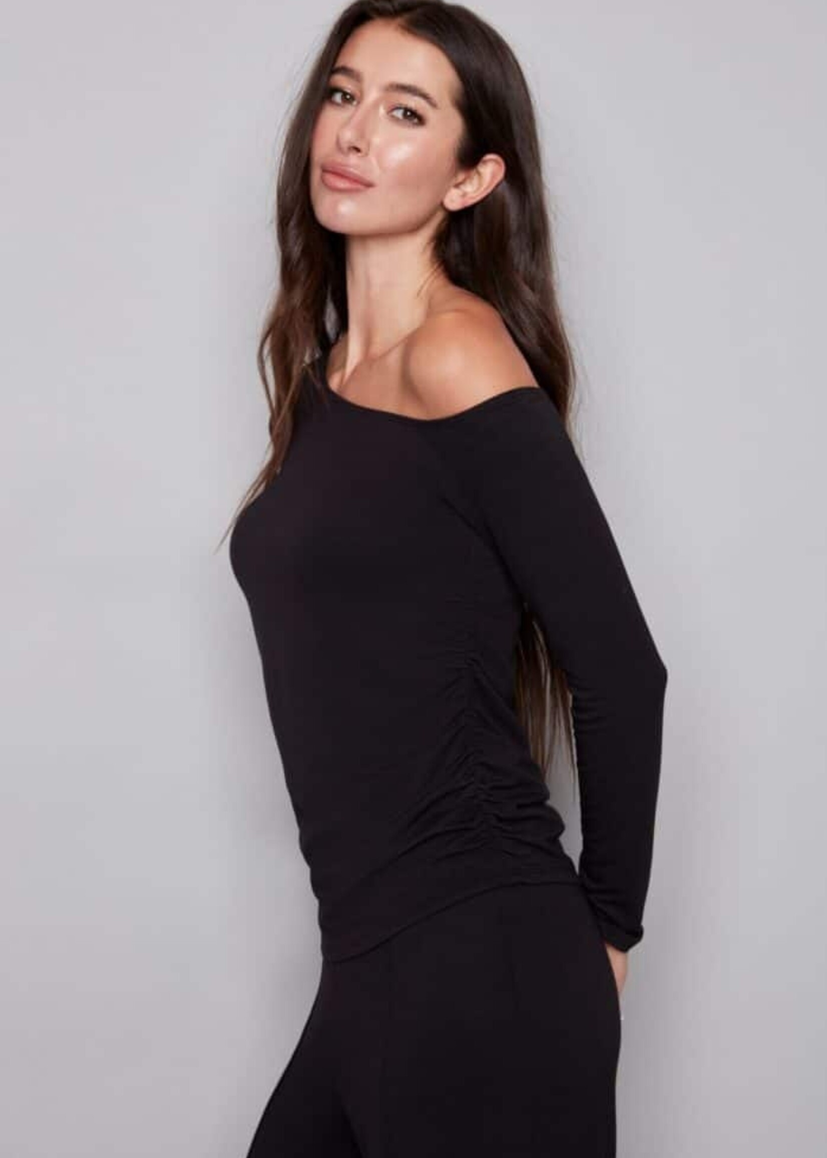 I love Tyler Madison Tyler Madison Claude Drop Shoulder Top - Black