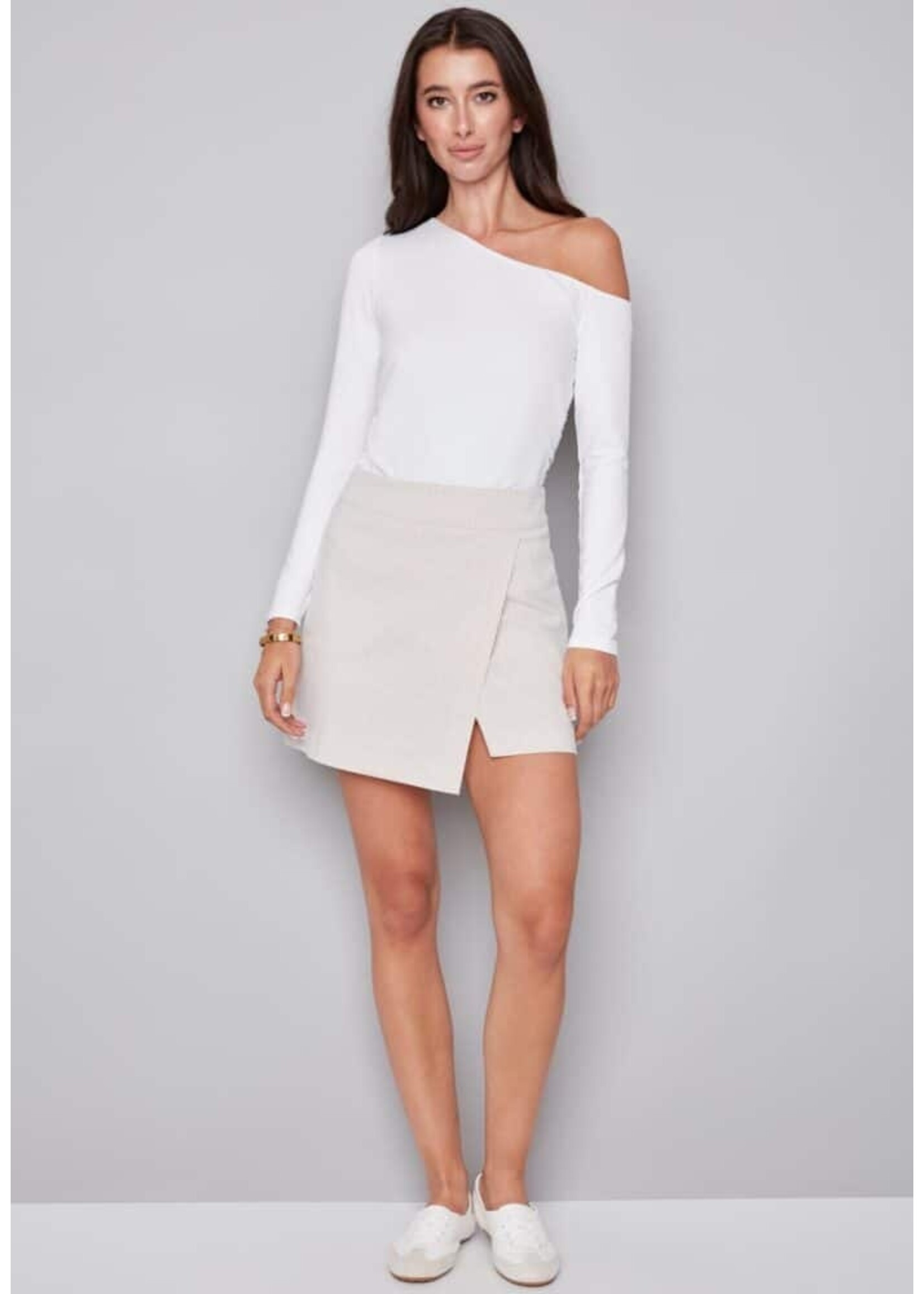 I love Tyler Madison Tyler Madison Shira Techno Skort - Beige Stripe