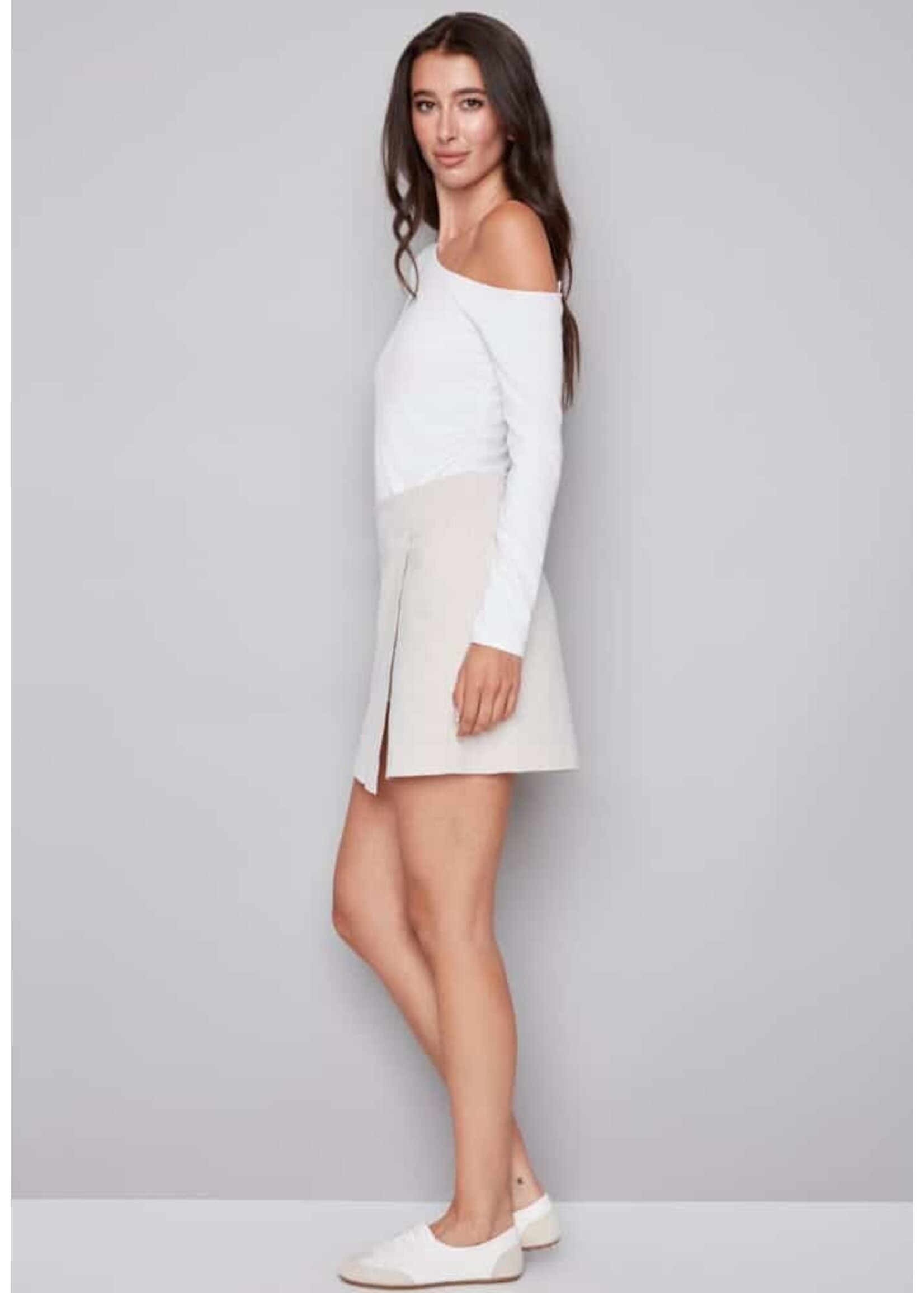 I love Tyler Madison Tyler Madison Shira Techno Skort - Beige Stripe