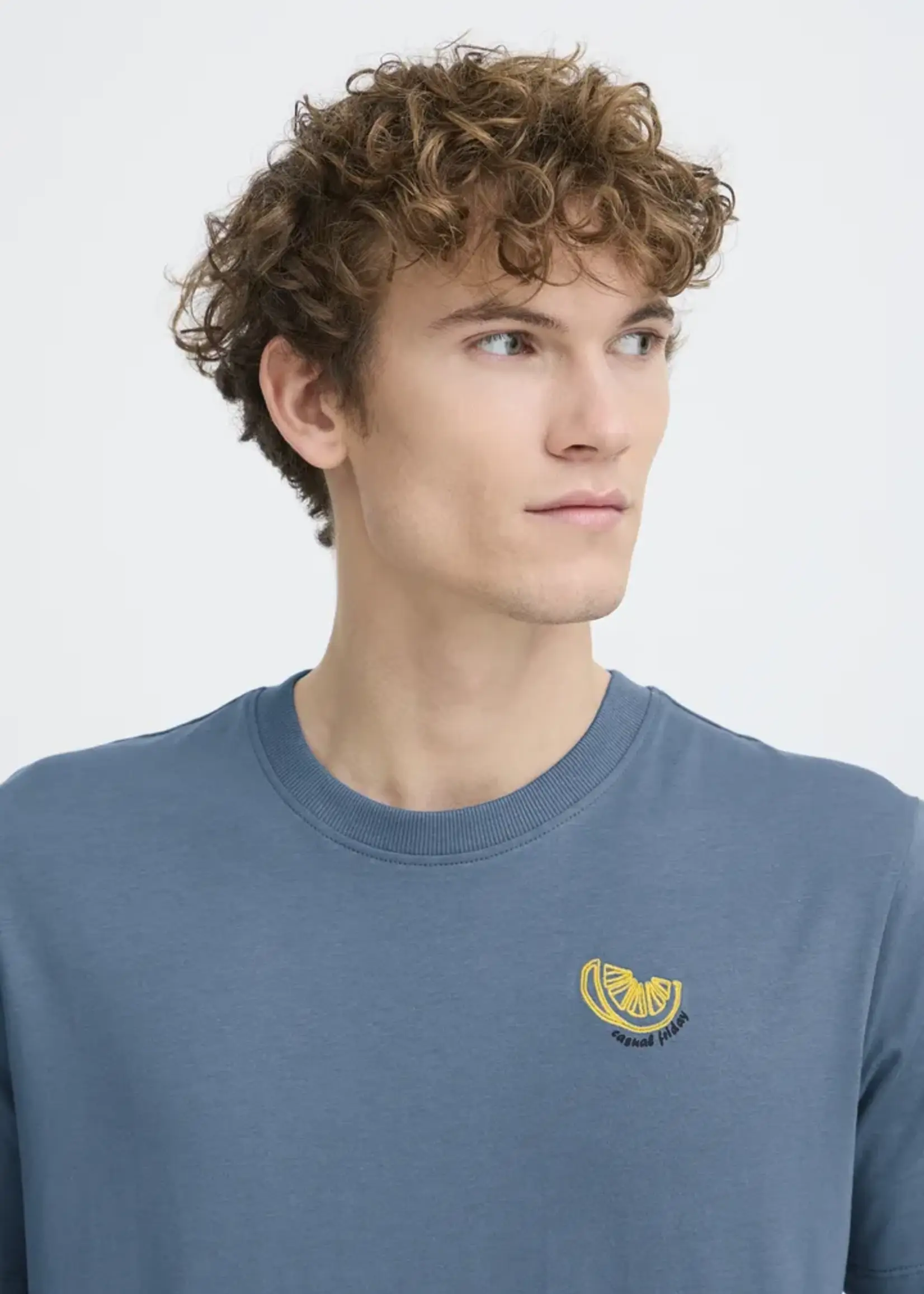 Casual Friday Casual Friday Sundin Embroidery Tee - Bering Sea