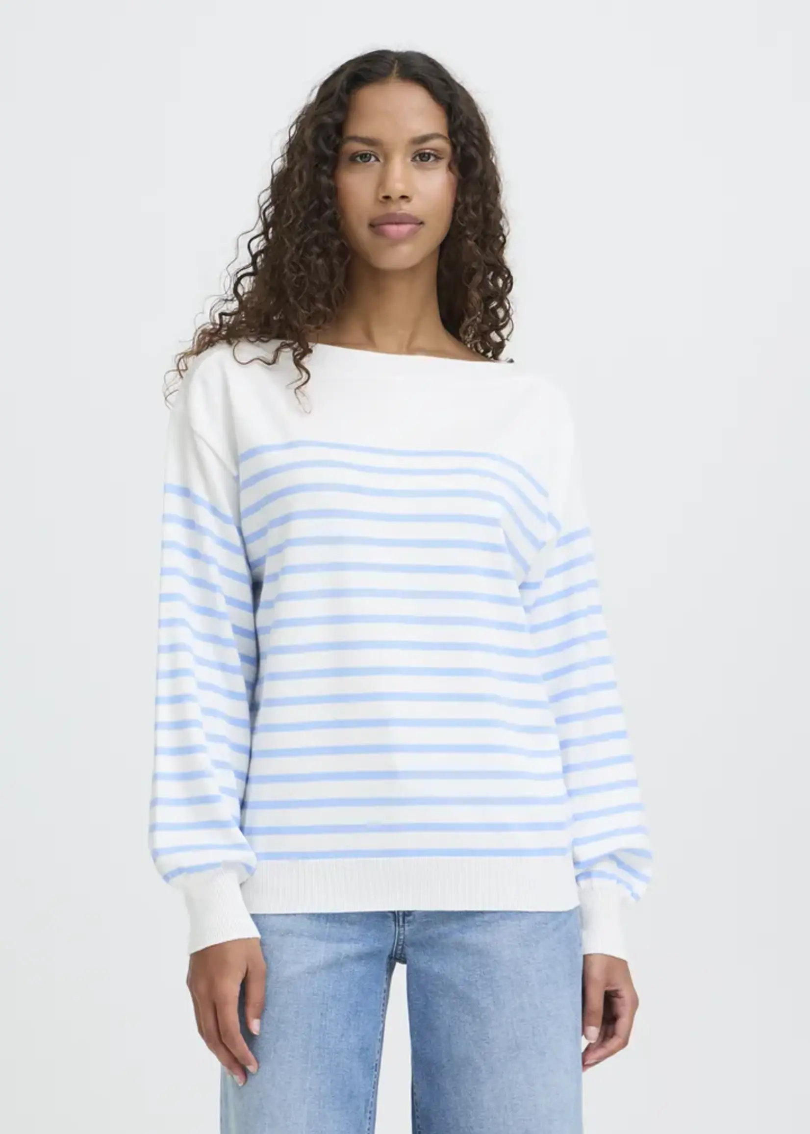 ICHI ICHI Pull IHLuls À Col Bateau - Cloud Stripe