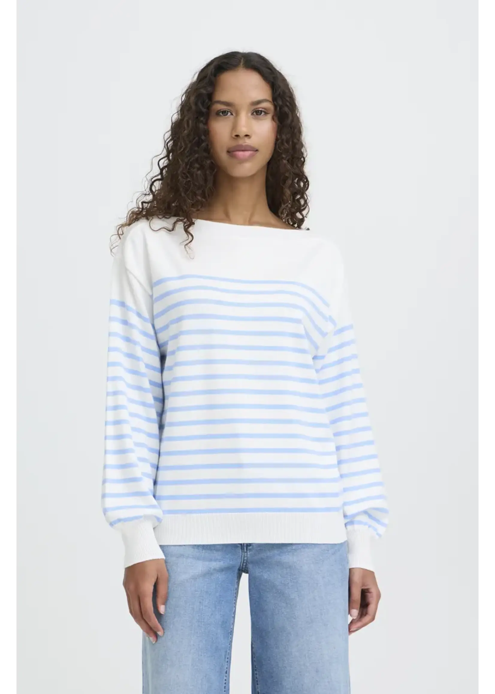 ICHI ICHI Pull IHLuls À Col Bateau - Cloud Stripe