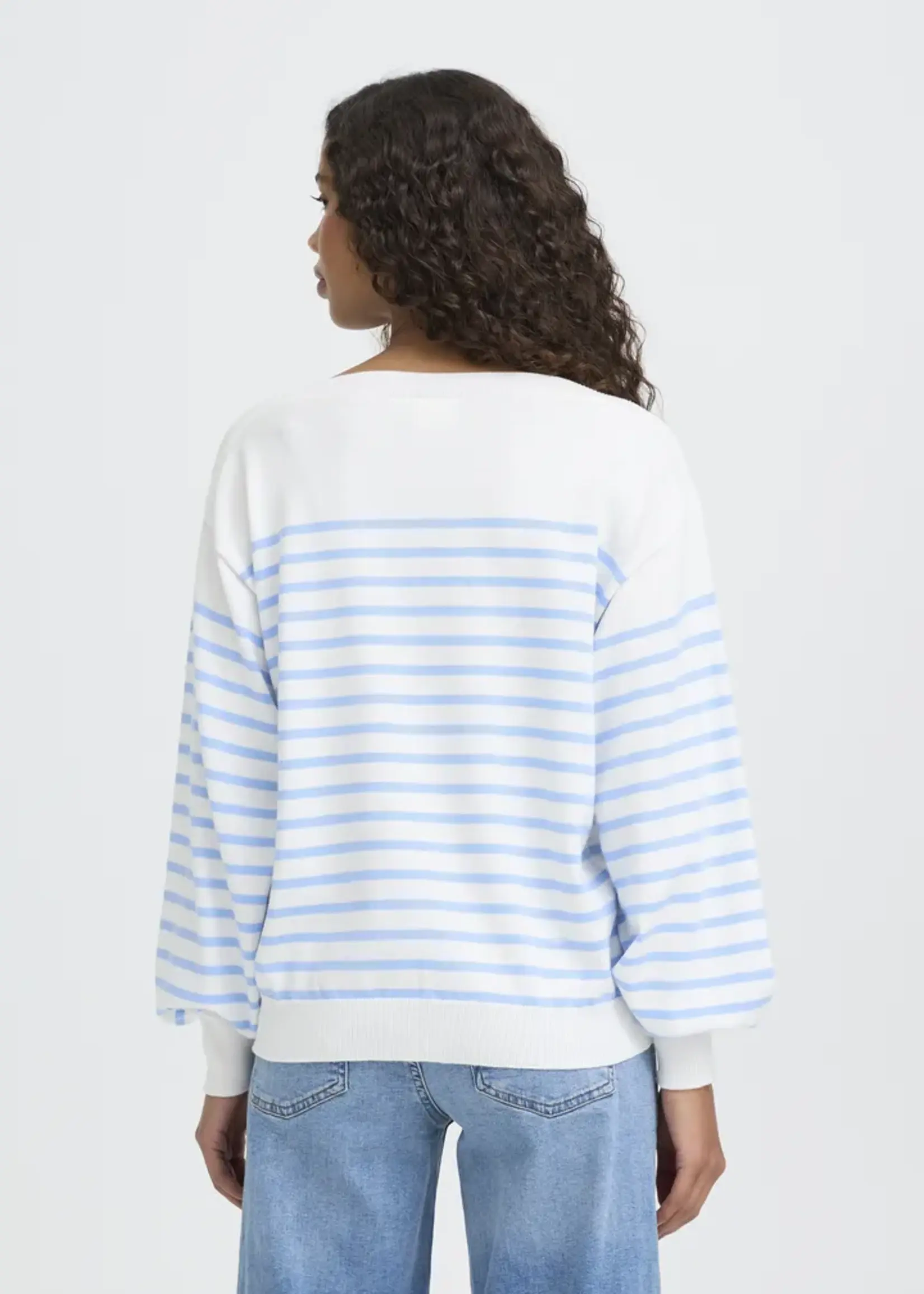 ICHI ICHI IHLuls Boat Neck Pullover - Cloud Stripe