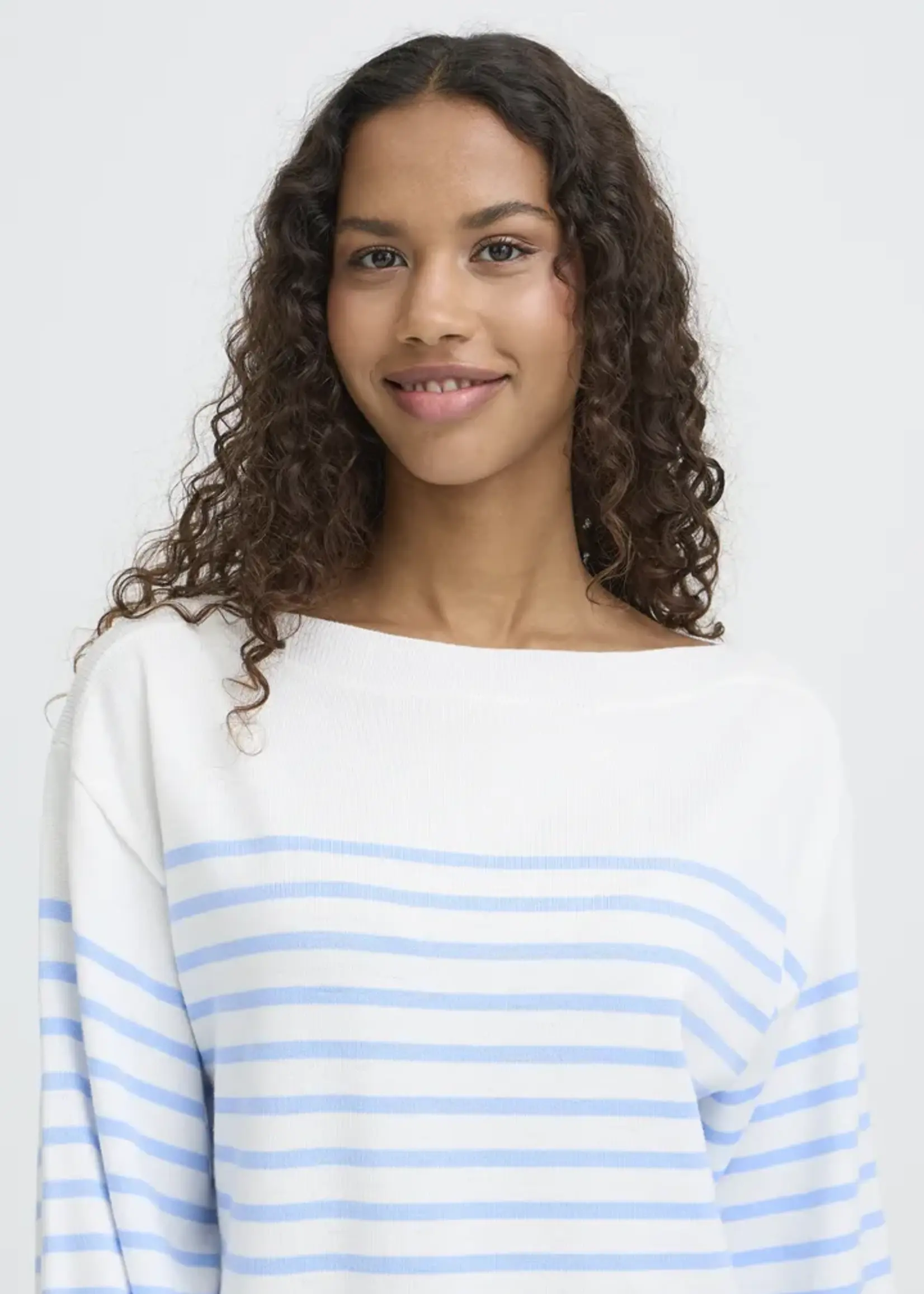 ICHI ICHI IHLuls Boat Neck Pullover - Cloud Stripe