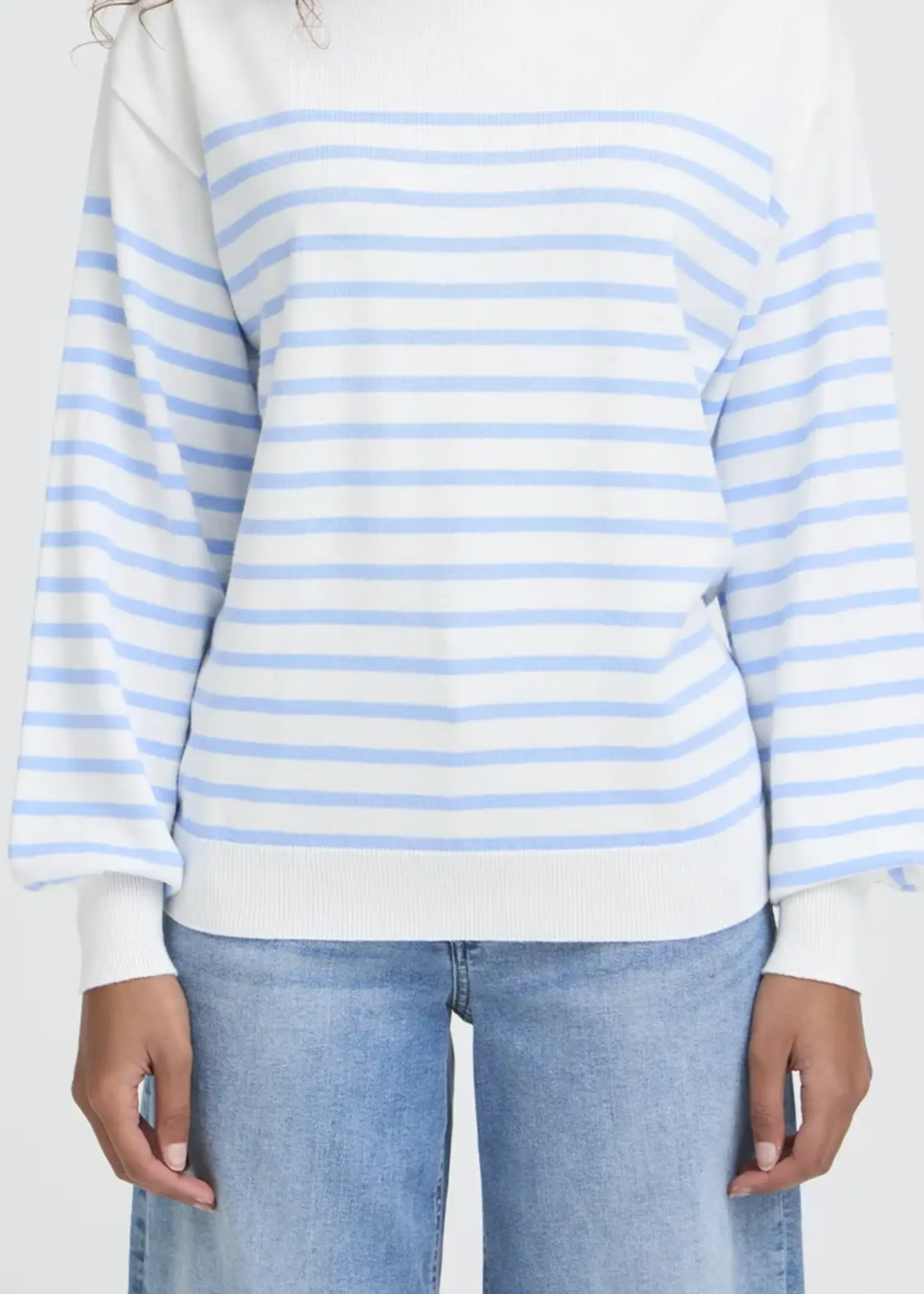 ICHI ICHI IHLuls Boat Neck Pullover - Cloud Stripe