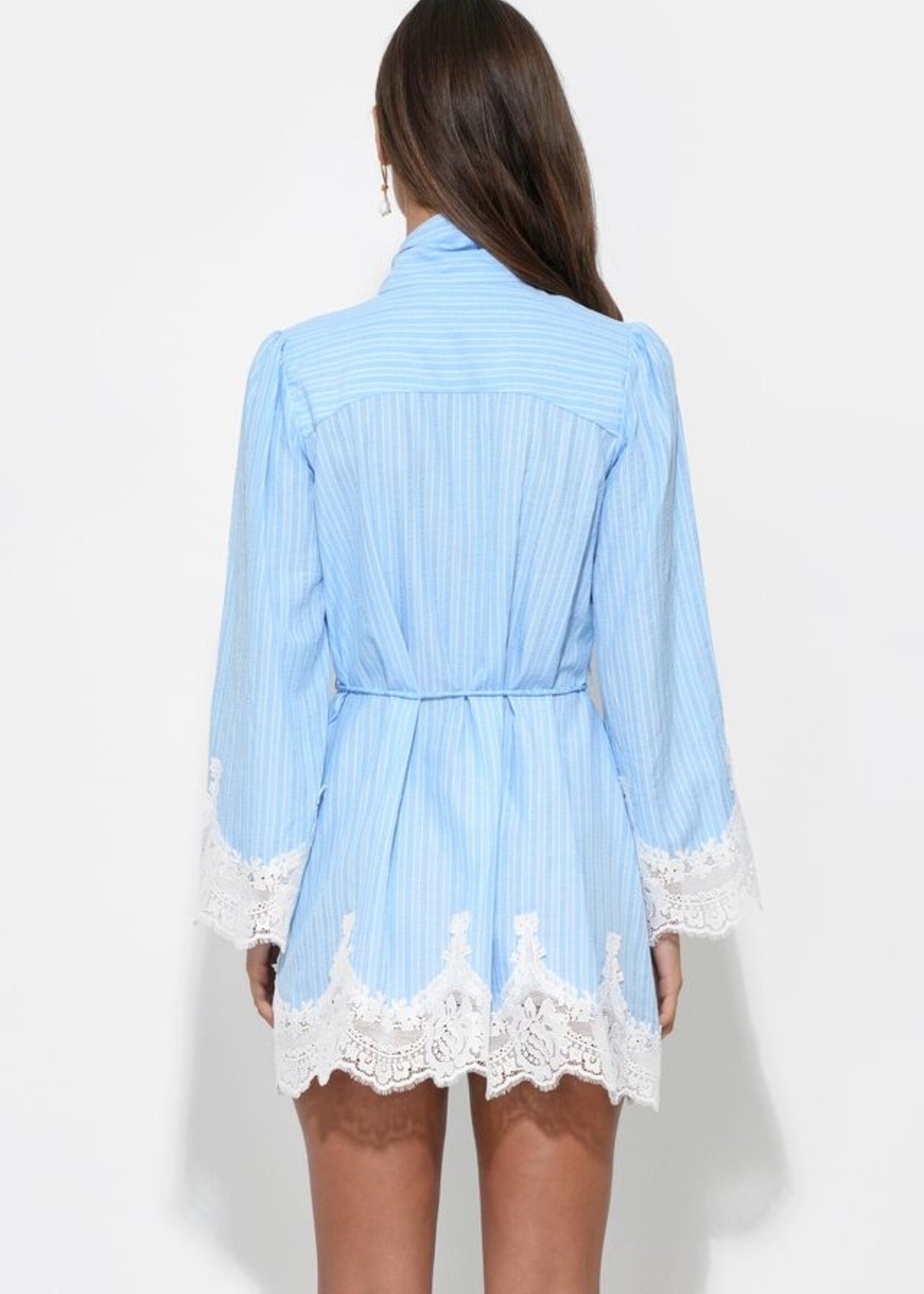 Adelyn Rae Adelyn Rae Robe Victoria À Col Cravate - Light Blue/White