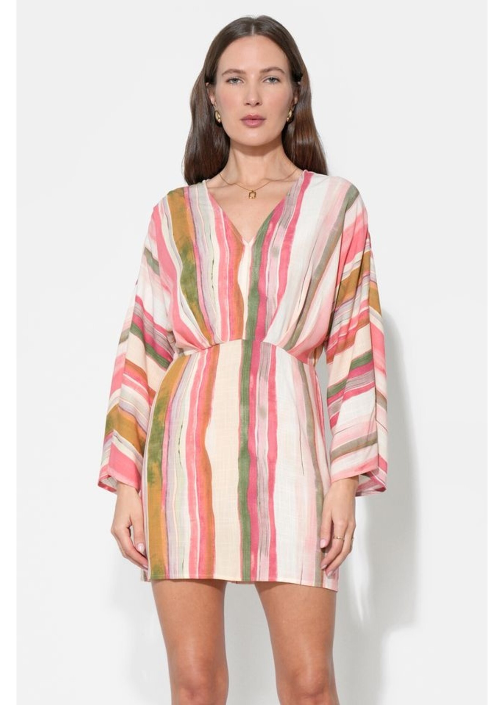 Adelyn Rae Adelyn Rae Julianna Dolman Sleeves Dress - Red/Natural