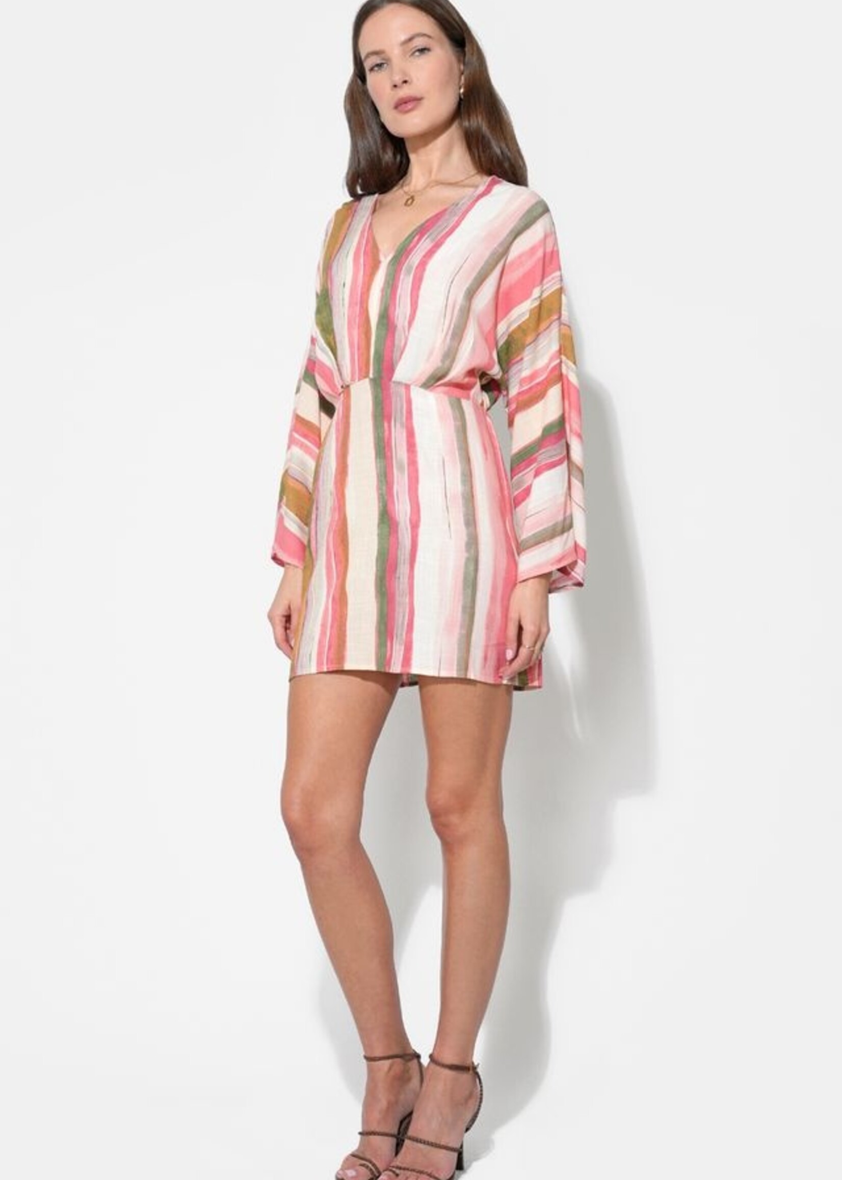 Adelyn Rae Adelyn Rae Julianna Dolman Sleeves Dress - Red/Natural