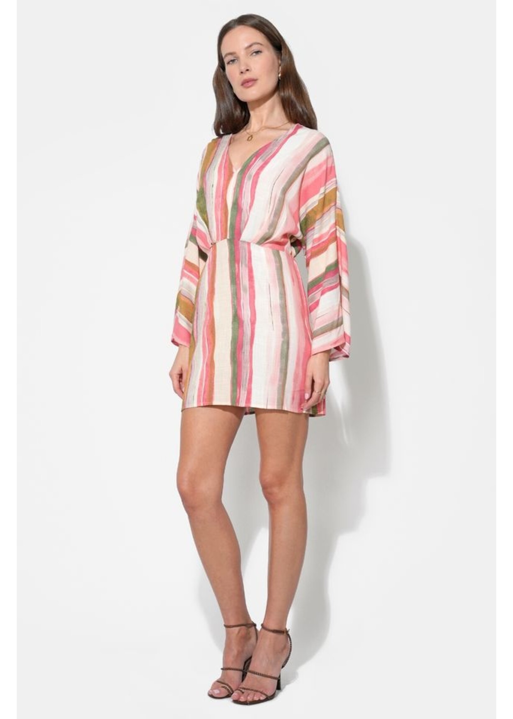 Adelyn Rae Adelyn Rae Julianna Dolman Sleeves Dress - Red/Natural