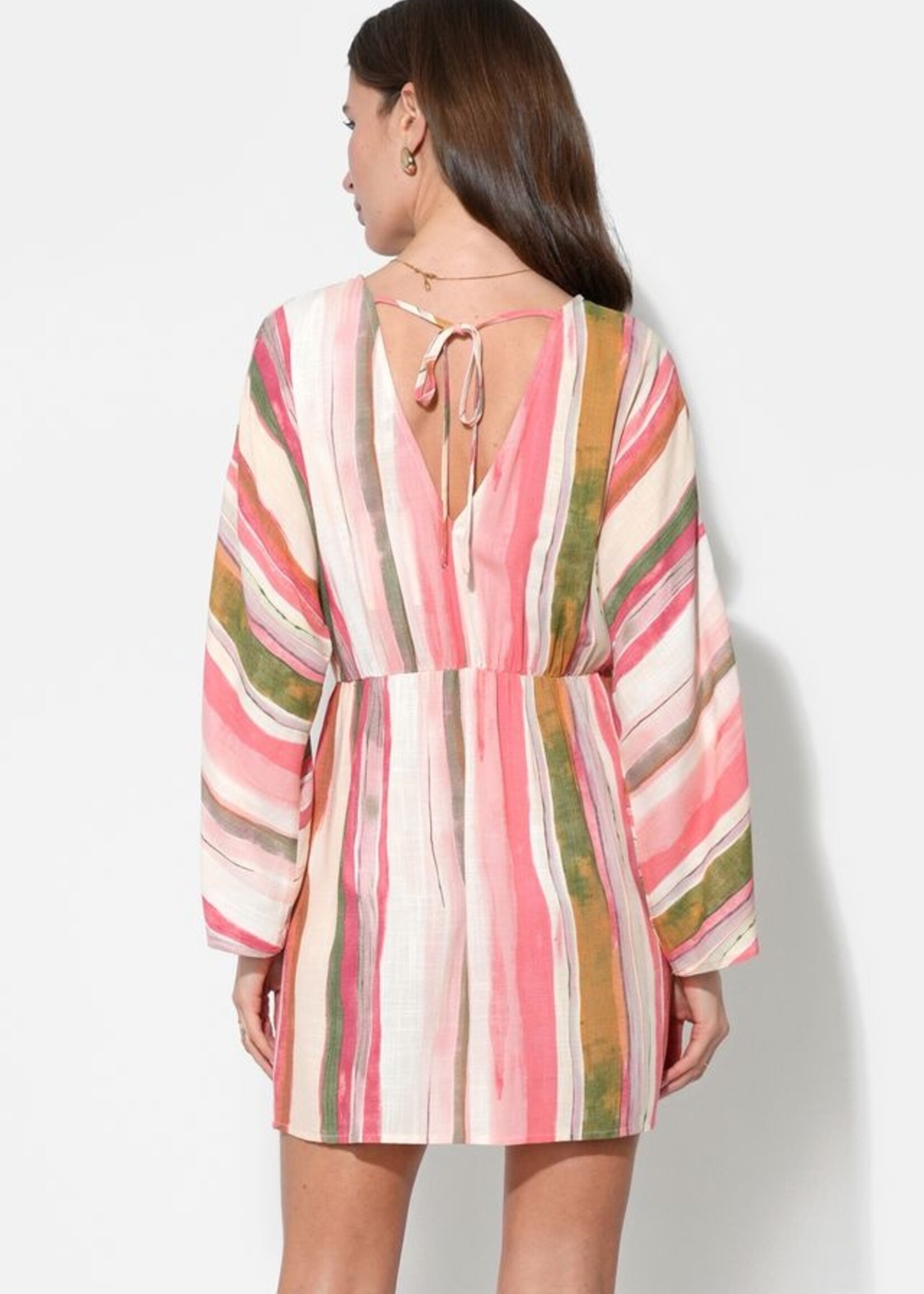 Adelyn Rae Adelyn Rae Julianna Dolman Sleeves Dress - Red/Natural