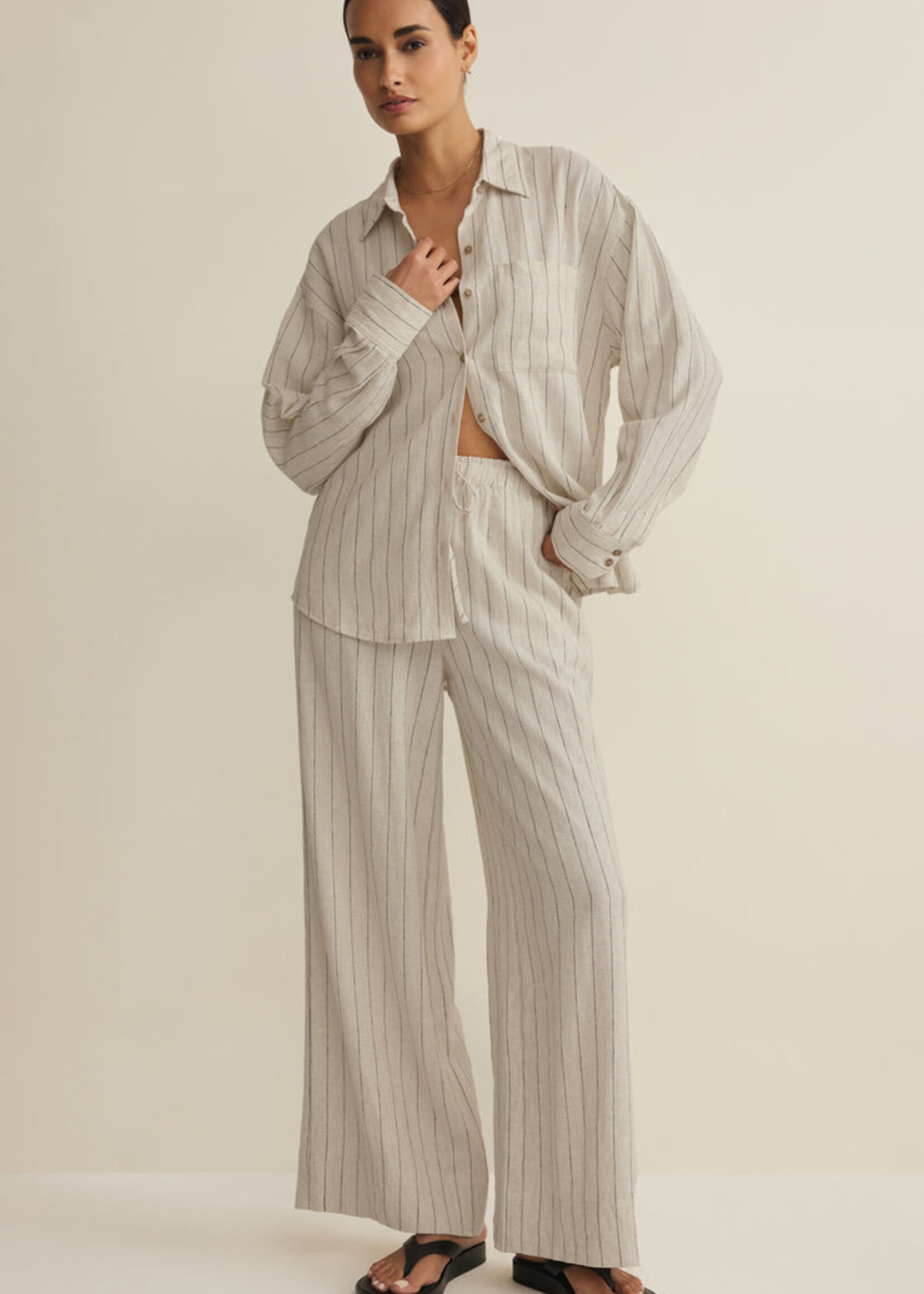 Z-Supply Z-Supply Henri Striped Wide Leg Pant - Linen