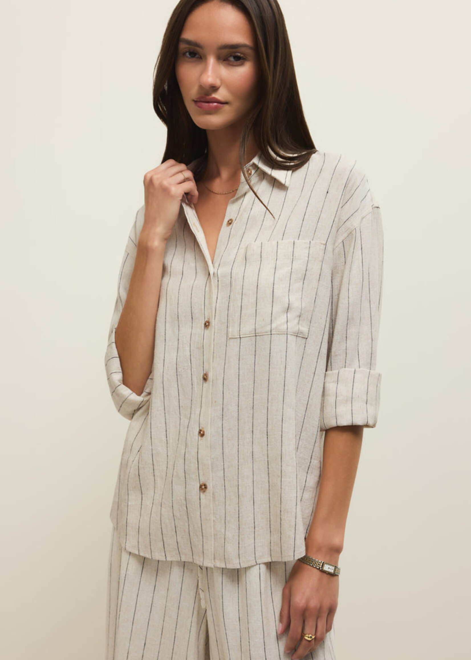Z-Supply Z-Supply Alfie Striped Button Up Top - Linen