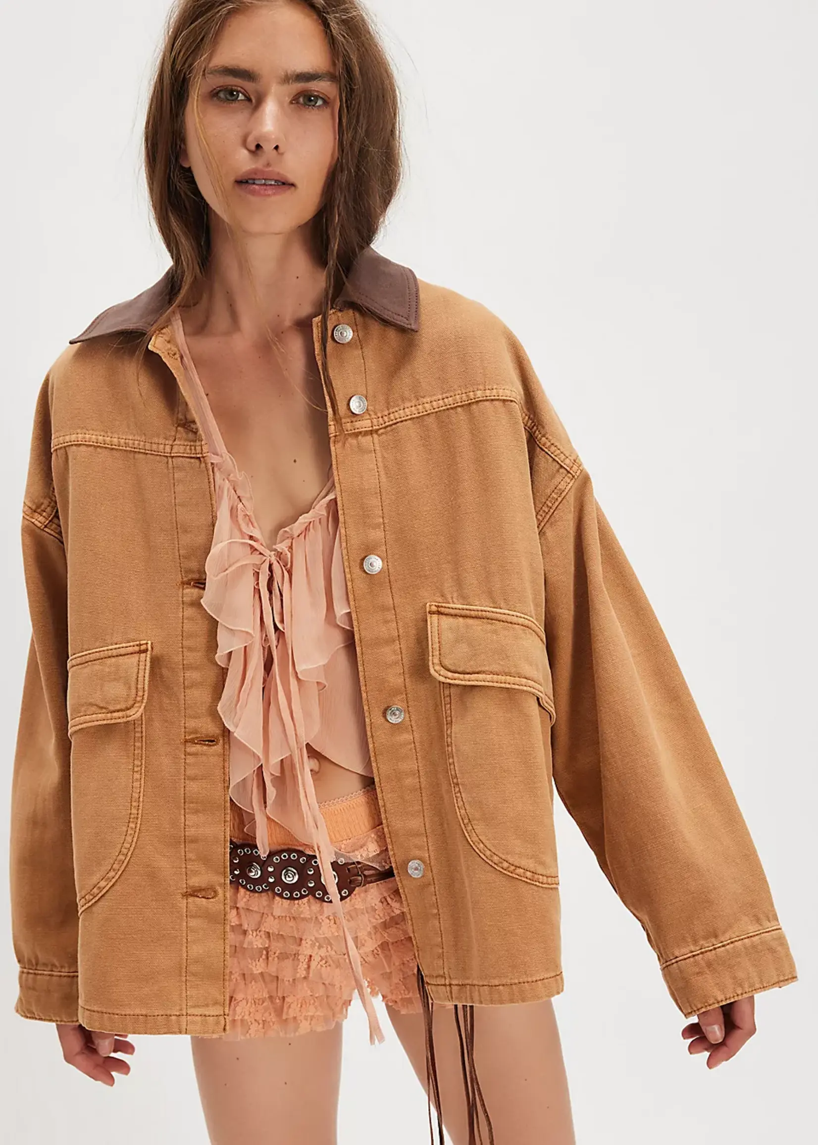 Free People Free People Veste En Jean Lemon - Meerkat