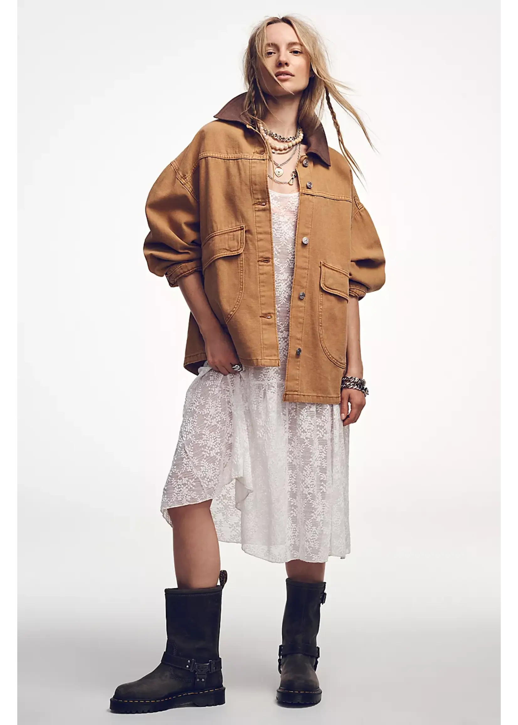 Free People Free People Lemon Demin Jacket - Meerkat