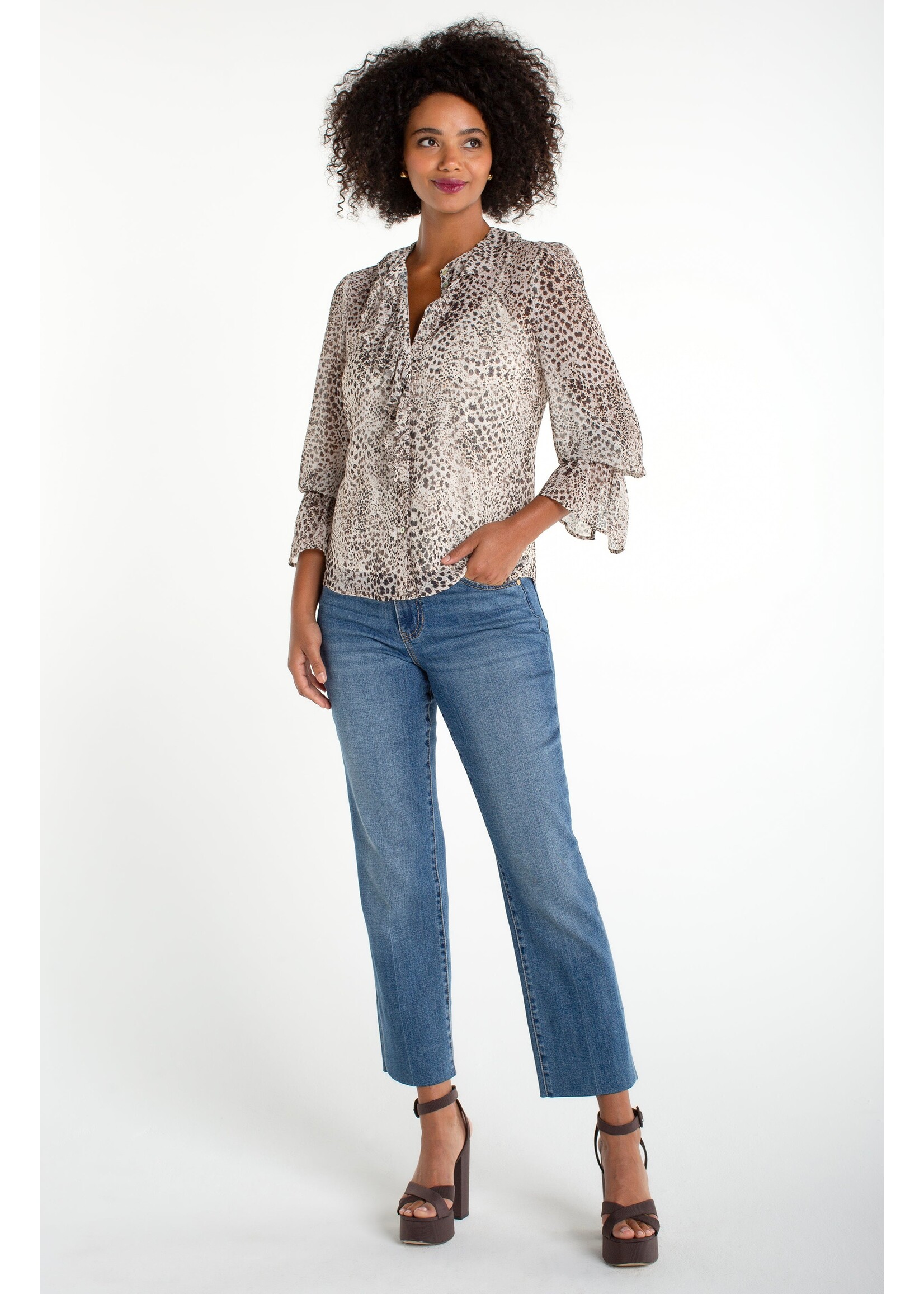 Liverpool Liverpool Chemise Tissée À Volants Devant - Multi Animal