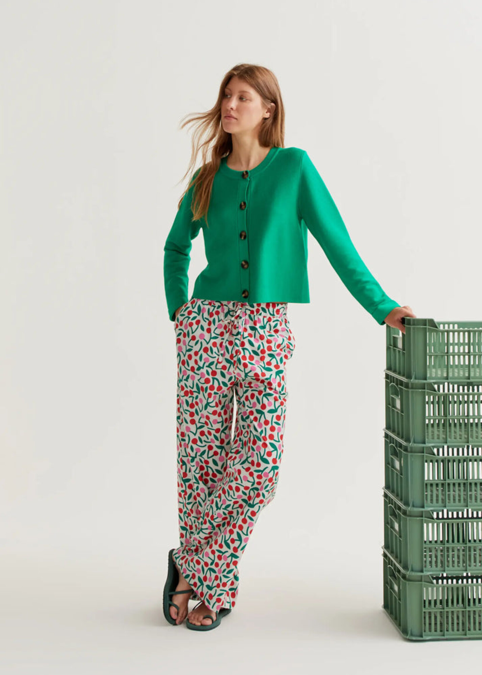 Compañía Fantástica Compañía Fantástica Gilet Vert À Gros Boutons - Vert