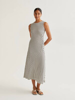 Compañía Fantástica Compañía Fantástica Waist Detail Long Dress - Black Stripes