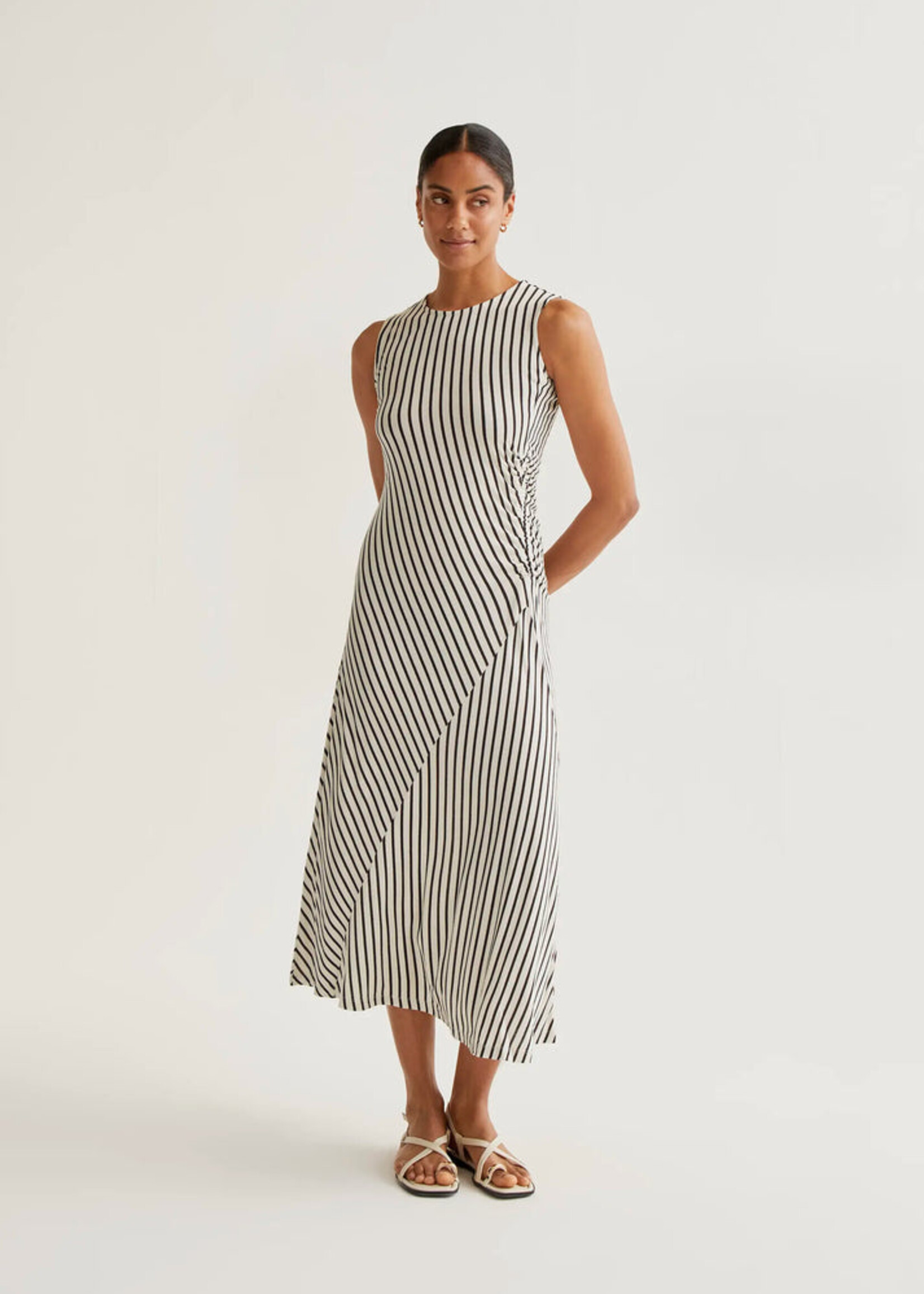 Compañía Fantástica  Compañía Fantástica Waist Detail Long Dress - Black Stripes