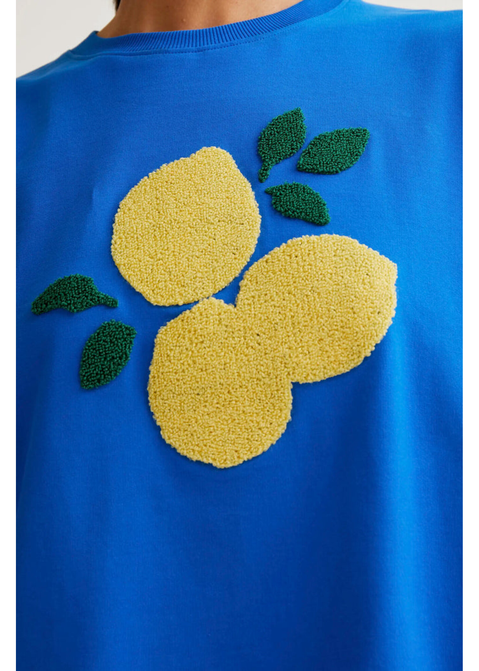 Compañía Fantástica  Compañía Fantástica Sweat-Shirt Brodé Citron - Bleu