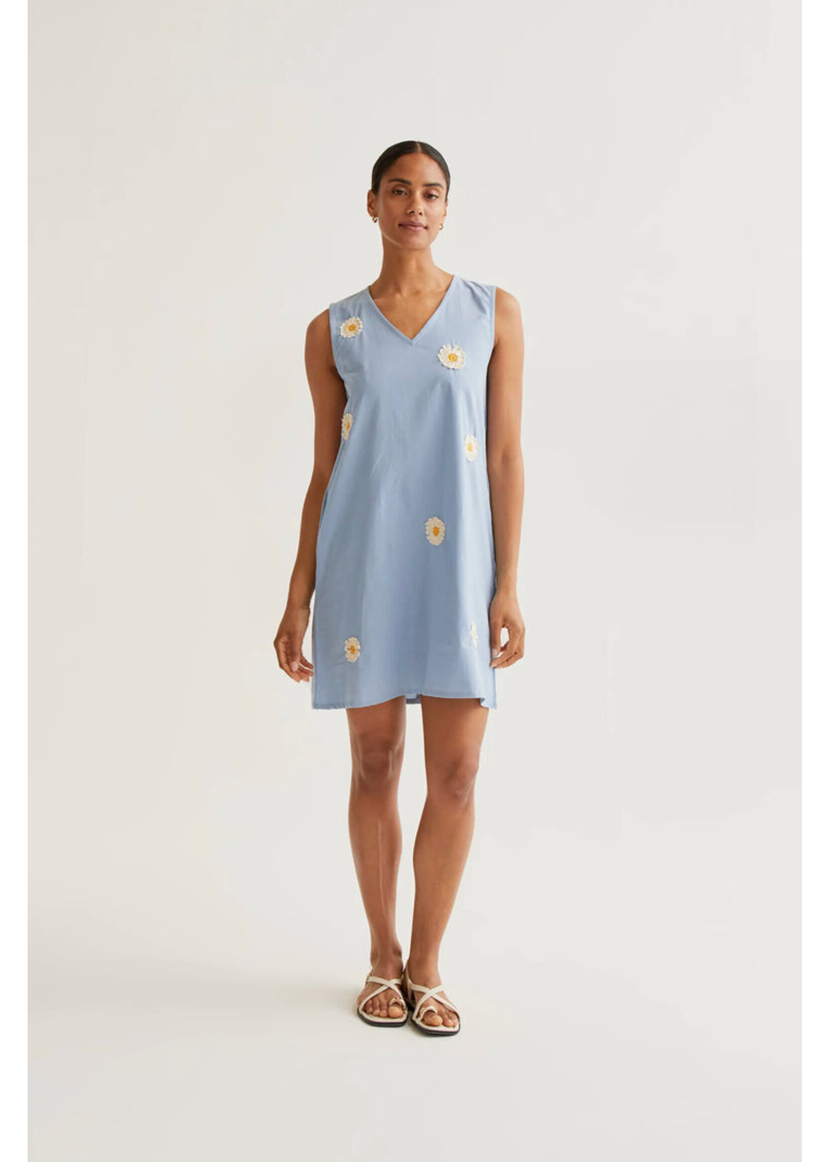 Compañía Fantástica  Compañía Fantástica Robe Brodée De Marguerites - Light Blue