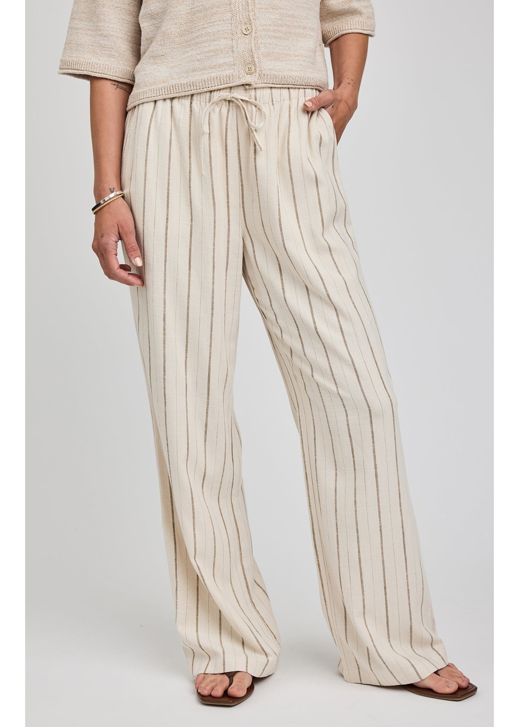 Gentle Fawn Pantalon En Lin Finley - Linen Stripe
