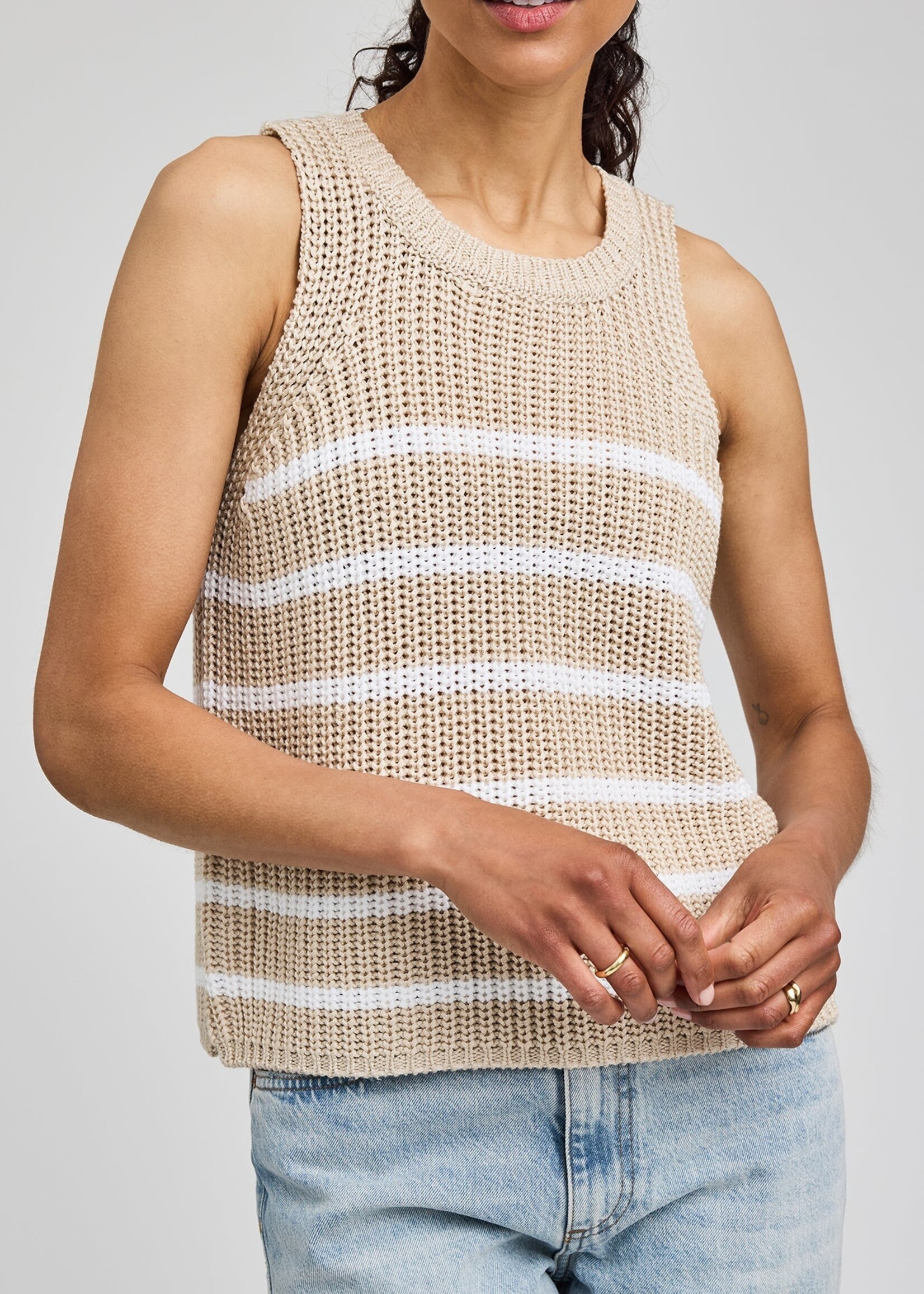 Gentle Fawn Andrea Knit Top - White Stripe