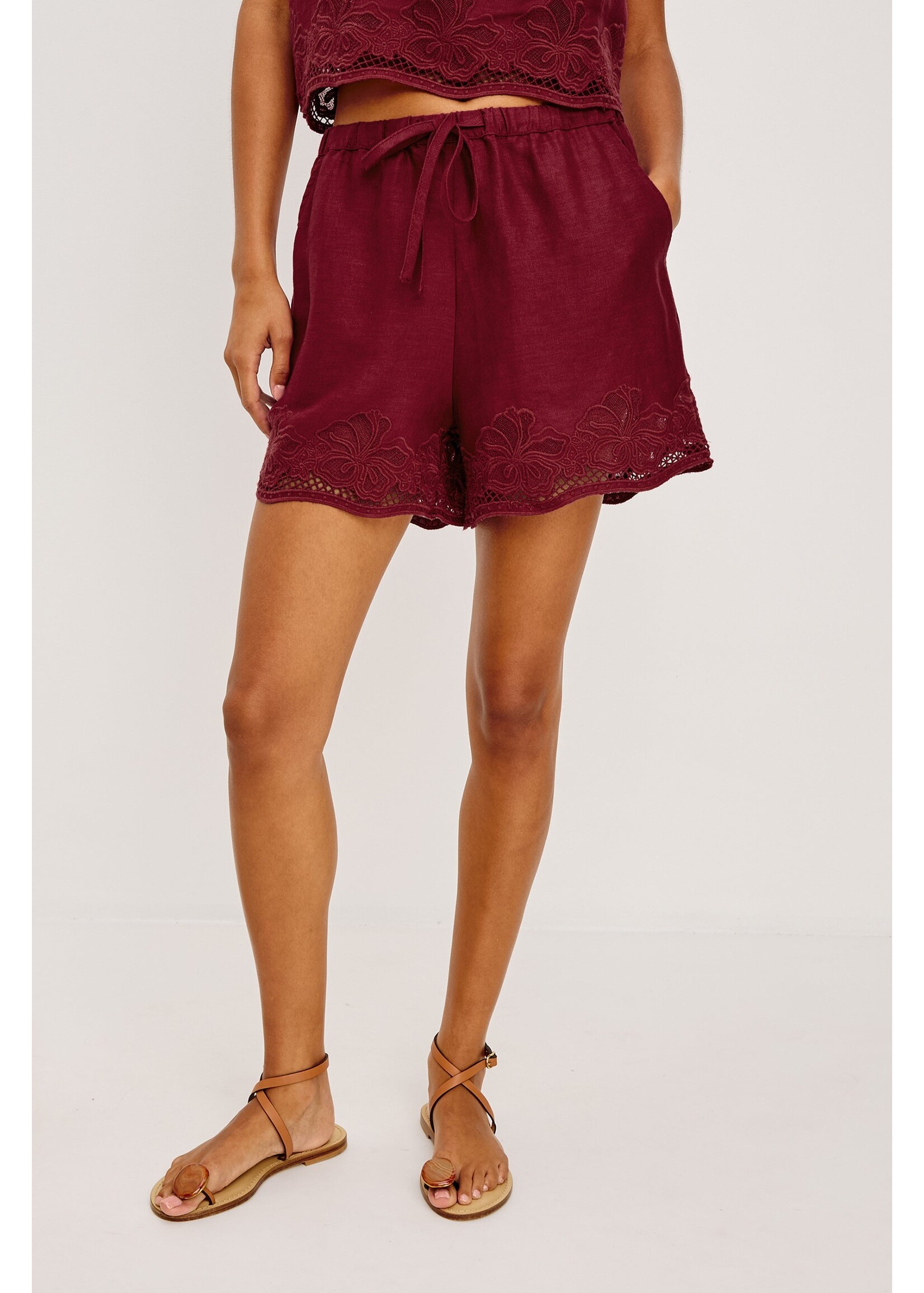 Rails Rails Jenner Short - Berry Hibiscus Embroidery