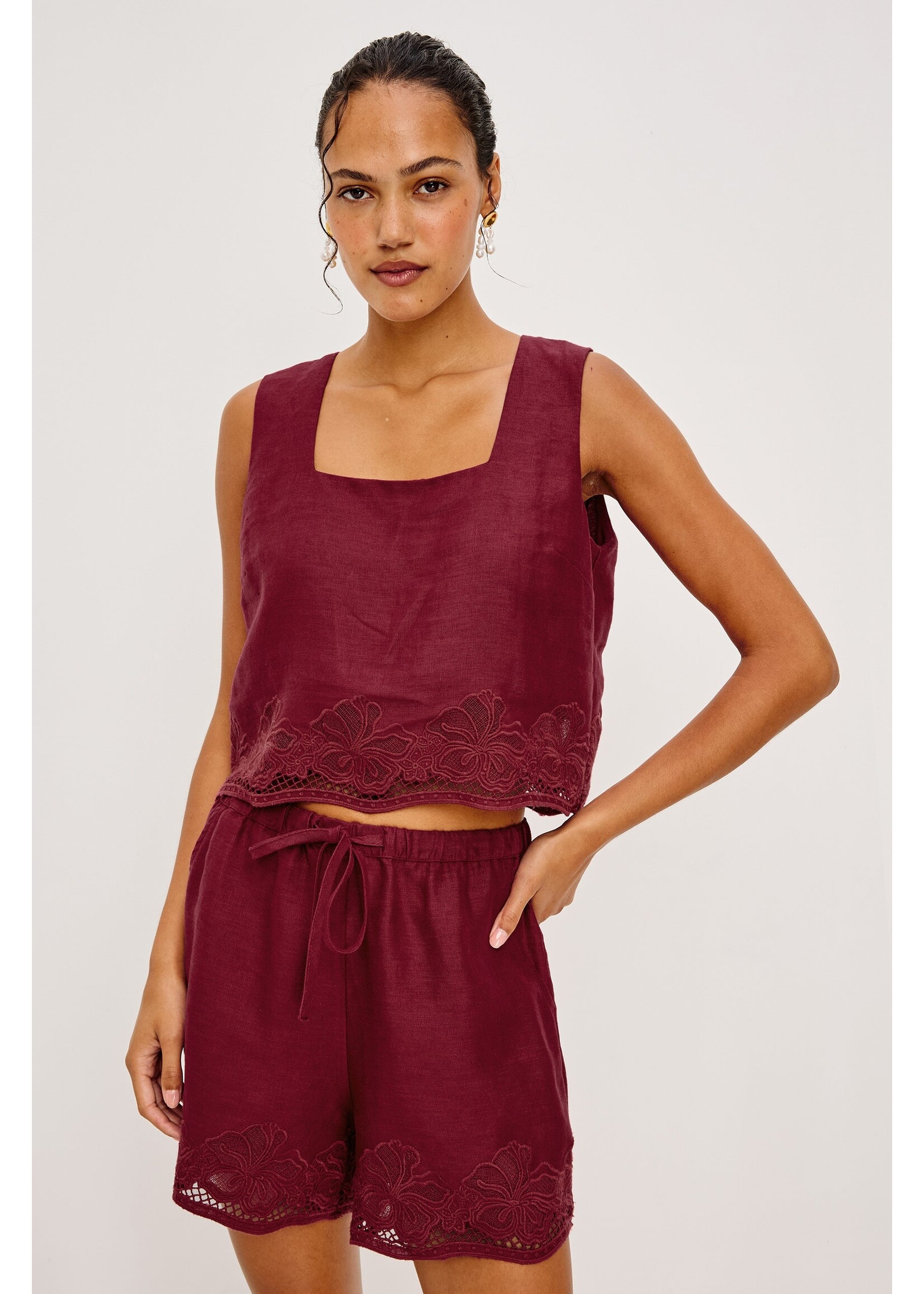 Rails Rails Short Jenner - Berry Hibiscus Embroidery