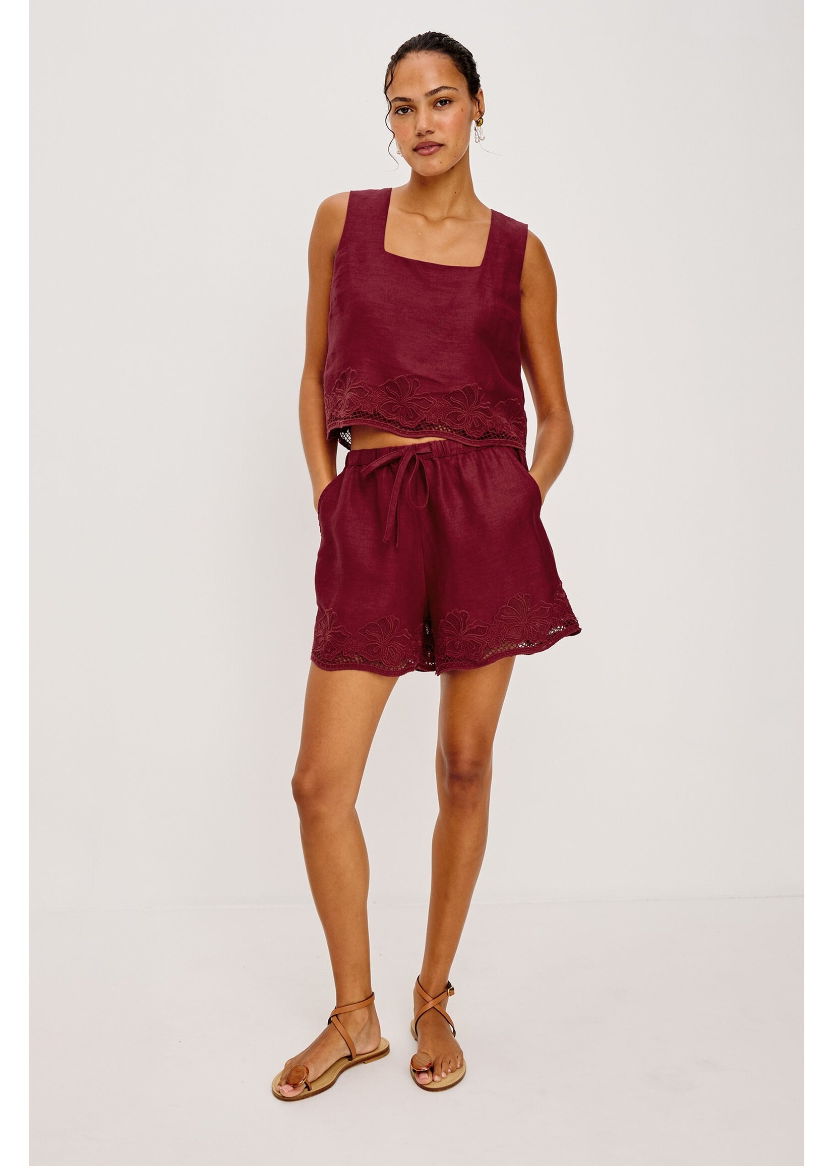 Rails Rails Short Jenner - Berry Hibiscus Embroidery