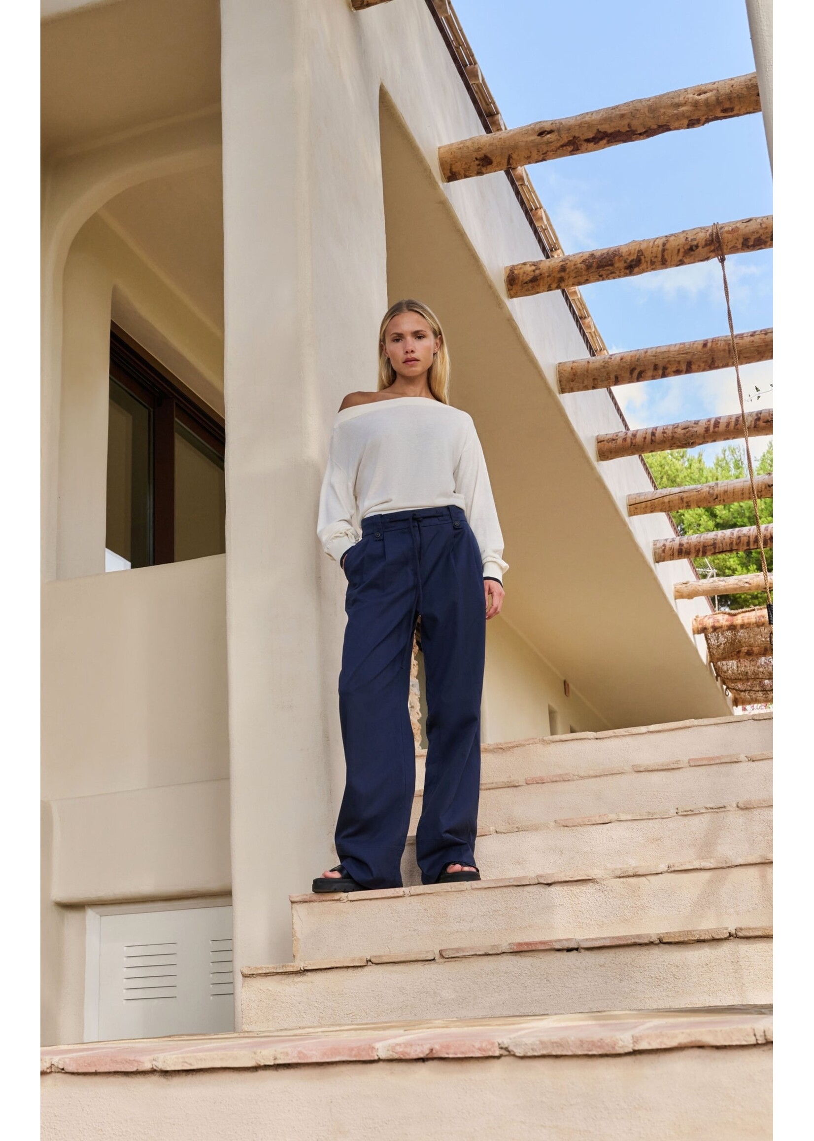 Yaya Women YAYA Boatneck Sweater - Ecru Dessin