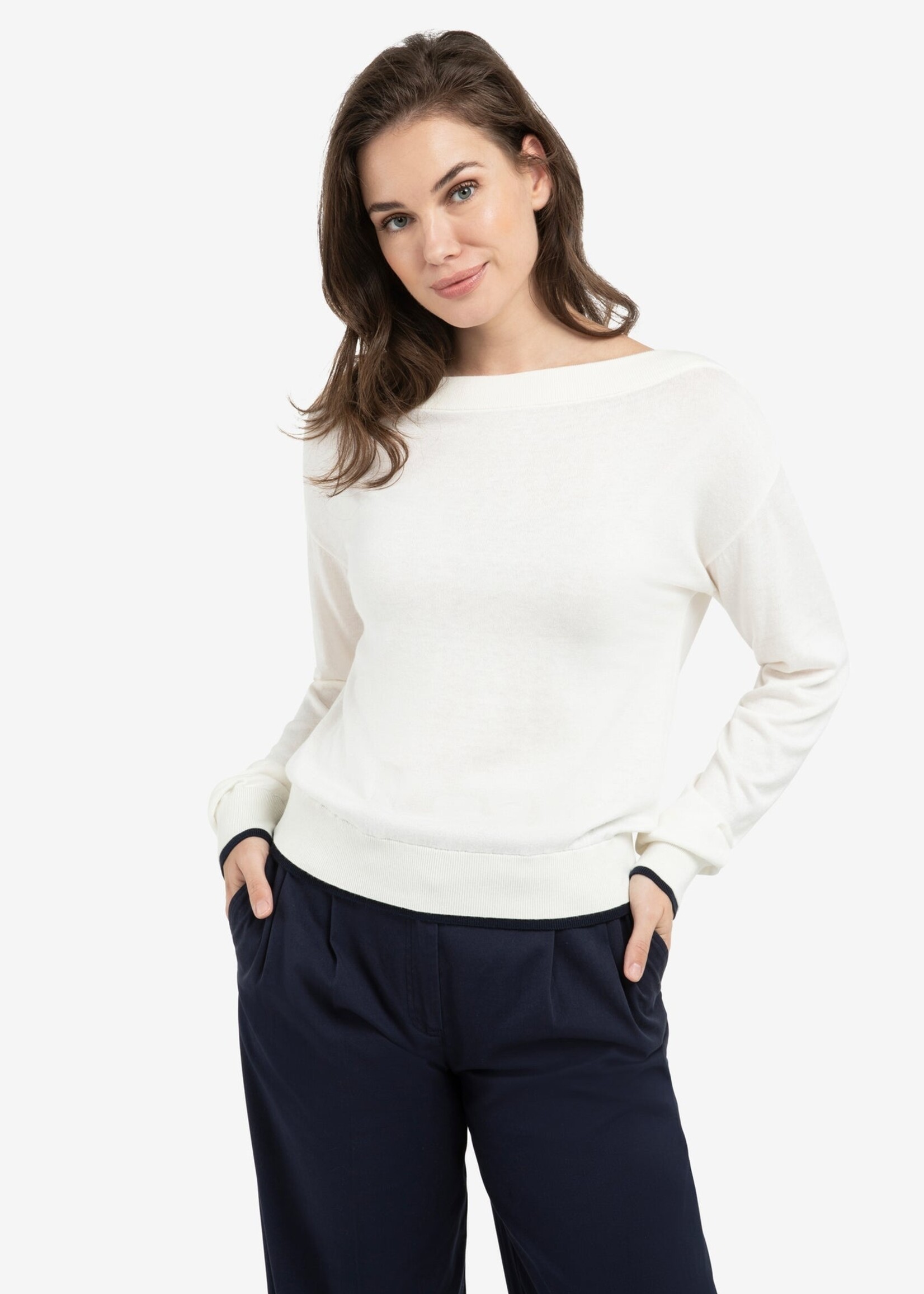 Yaya Women YAYA Boatneck Sweater - Ecru Dessin