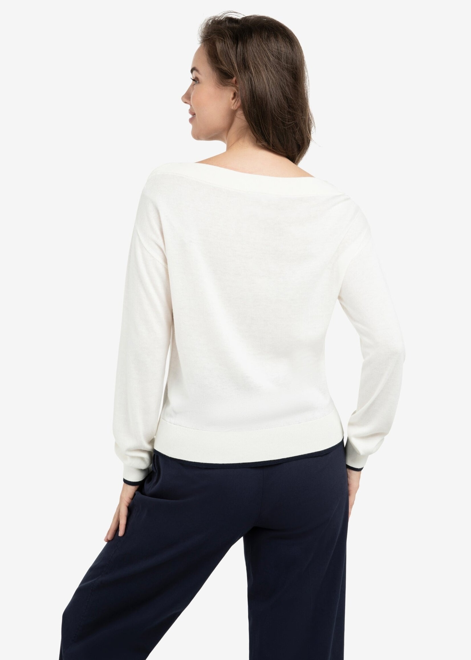 Yaya Women YAYA Boatneck Sweater - Ecru Dessin