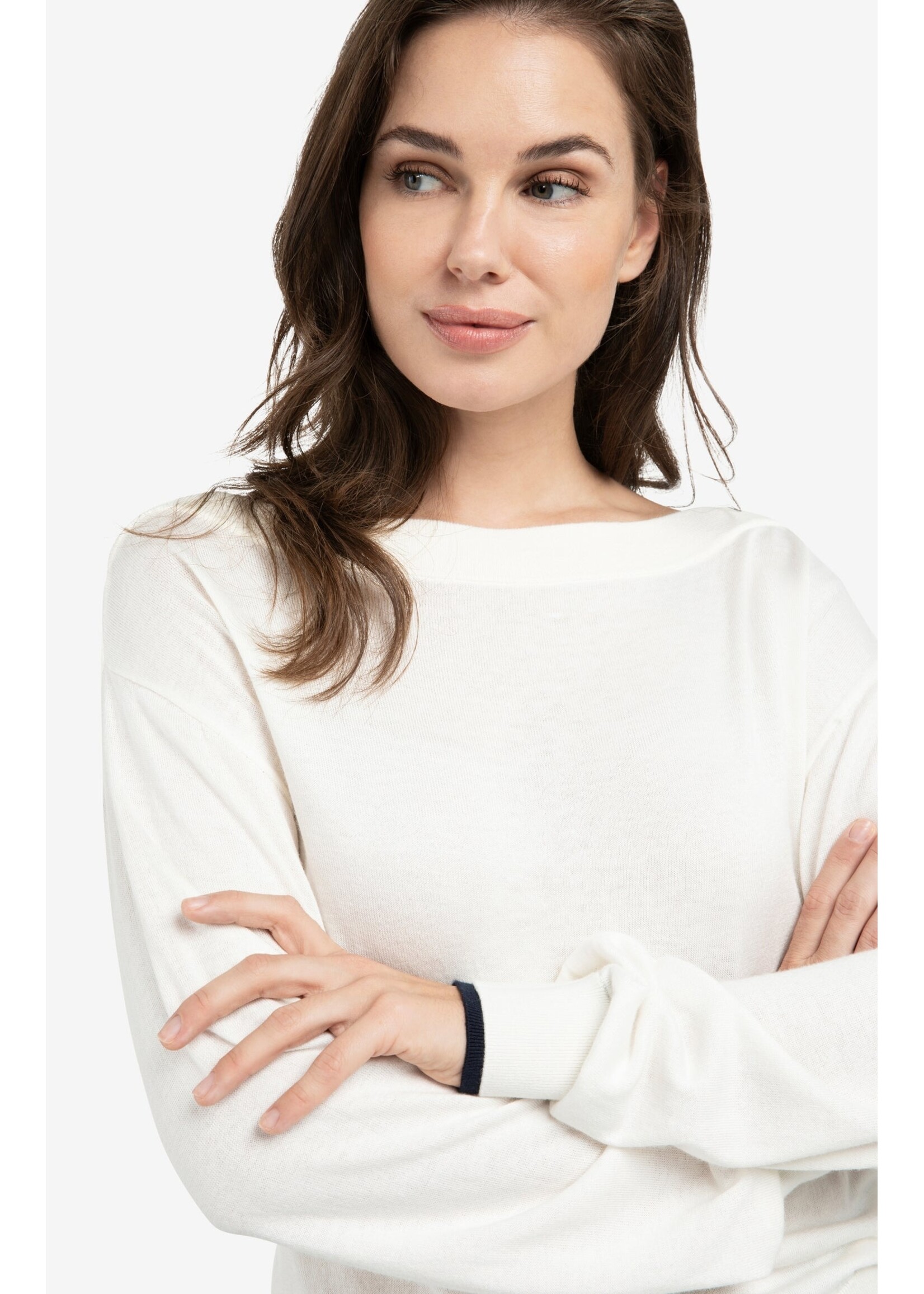 Yaya Women YAYA Boatneck Sweater - Ecru Dessin