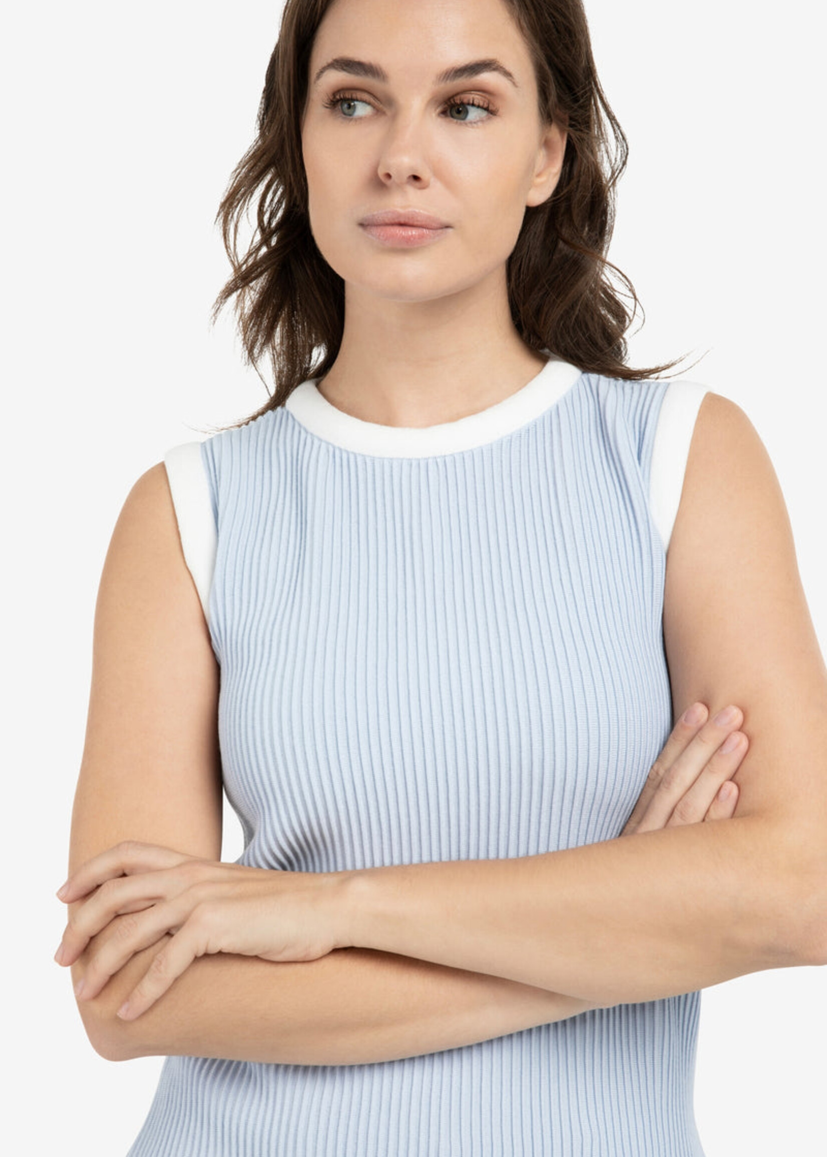 Yaya Women YAYA Pull Côtelé Sans Manches - Ice Blue