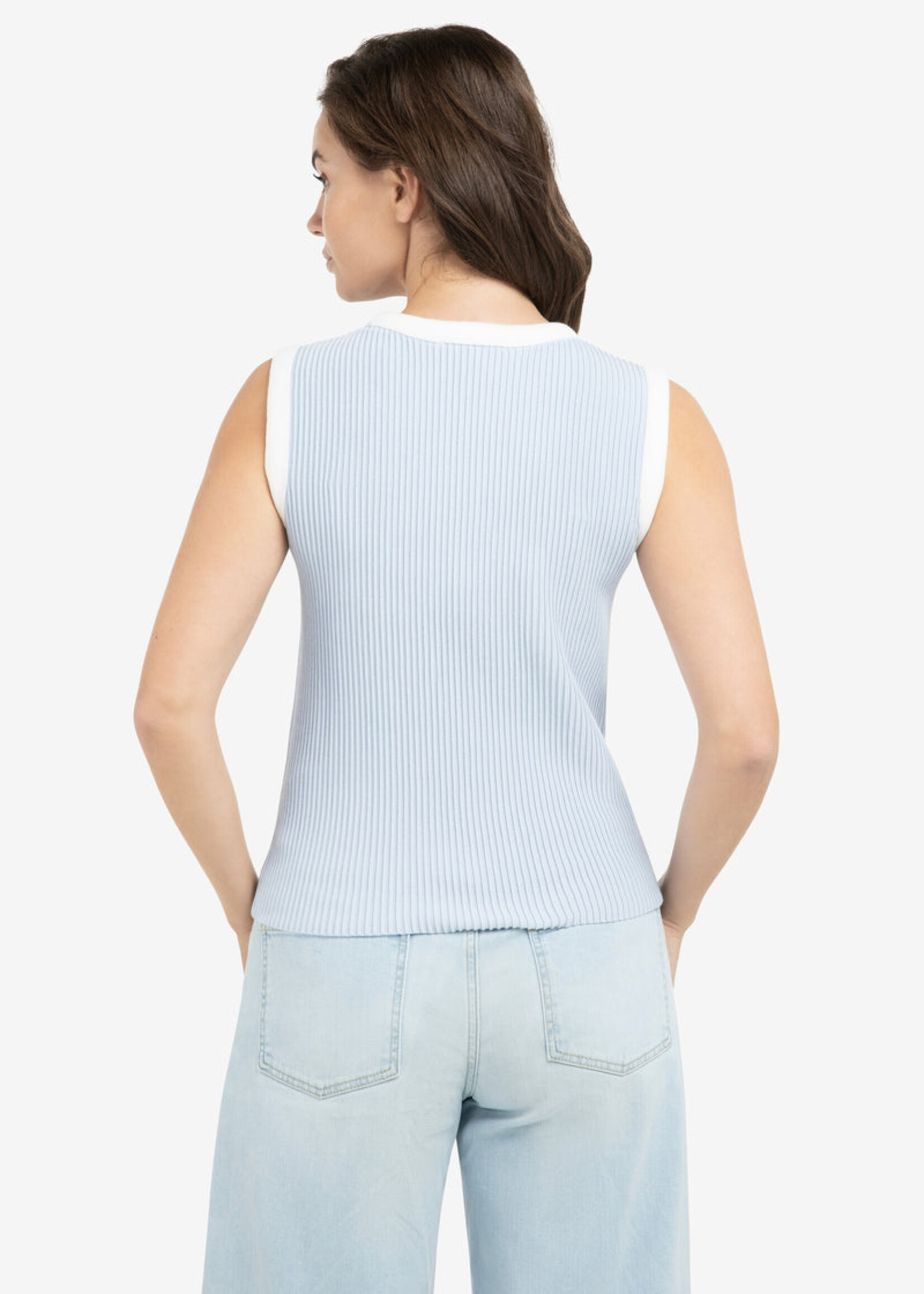 Yaya Women YAYA Pull Côtelé Sans Manches - Ice Blue