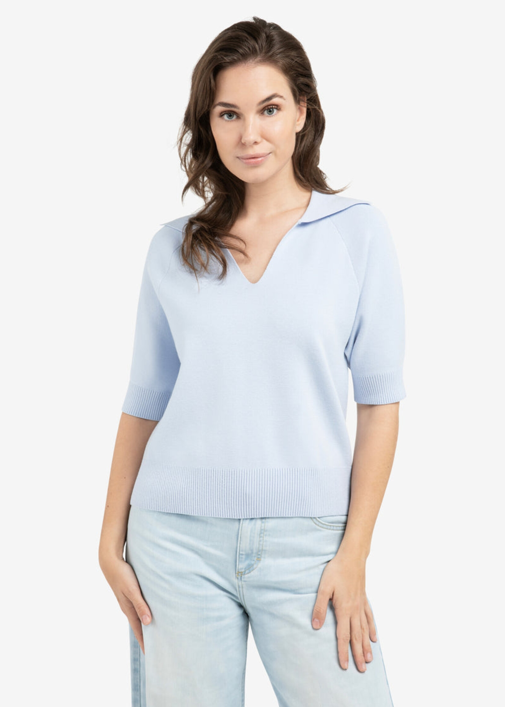 Yaya Women YAYA Pull SS À Col - Ice Blue