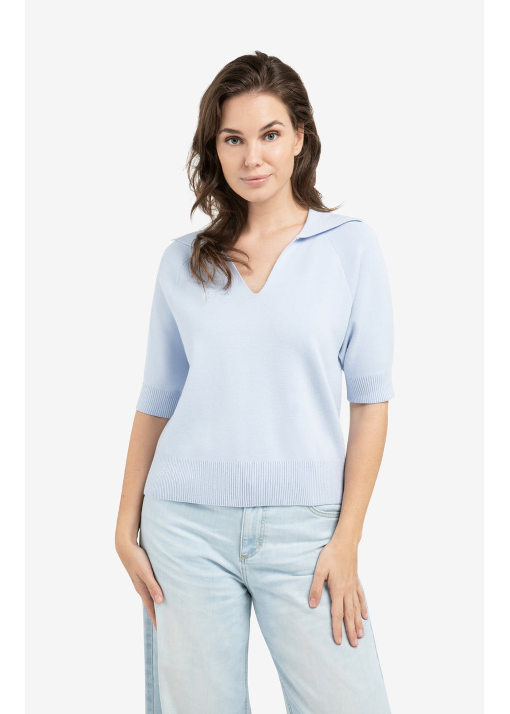 Yaya Women YAYA Pull SS À Col - Ice Blue