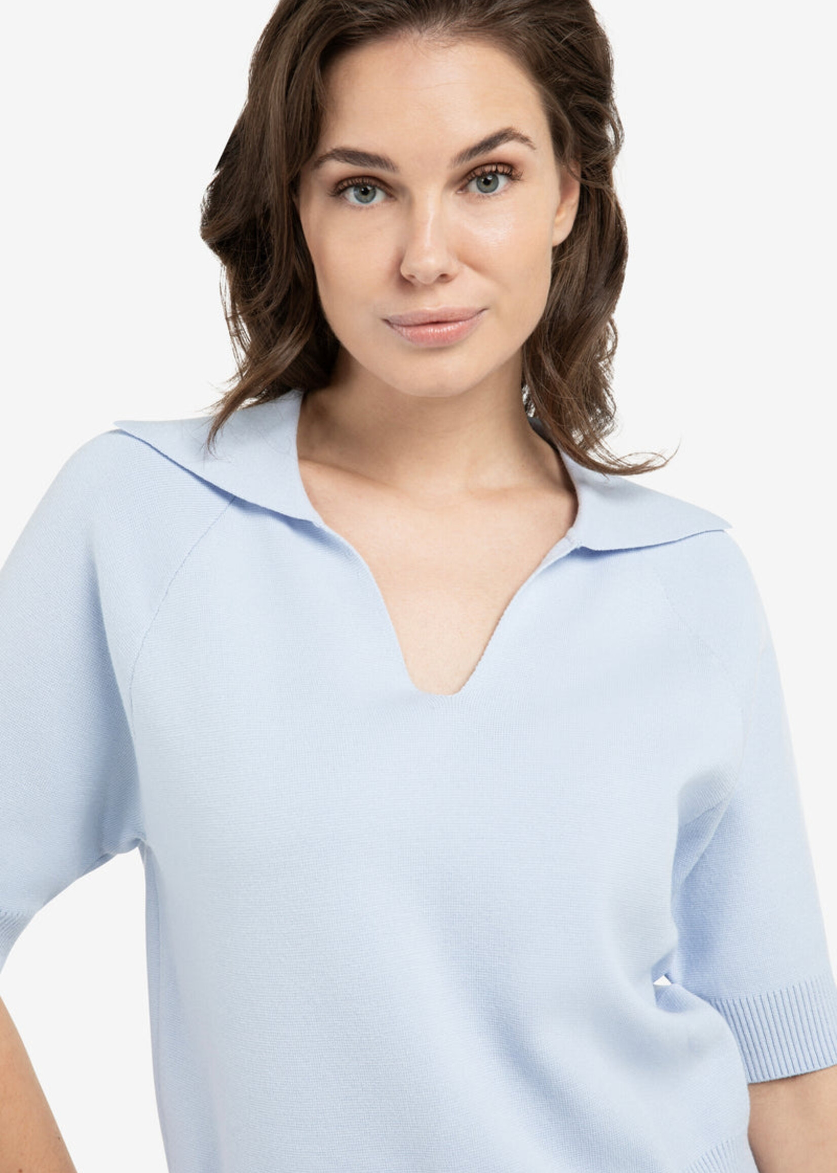 Yaya Women YAYA Pull SS À Col - Ice Blue