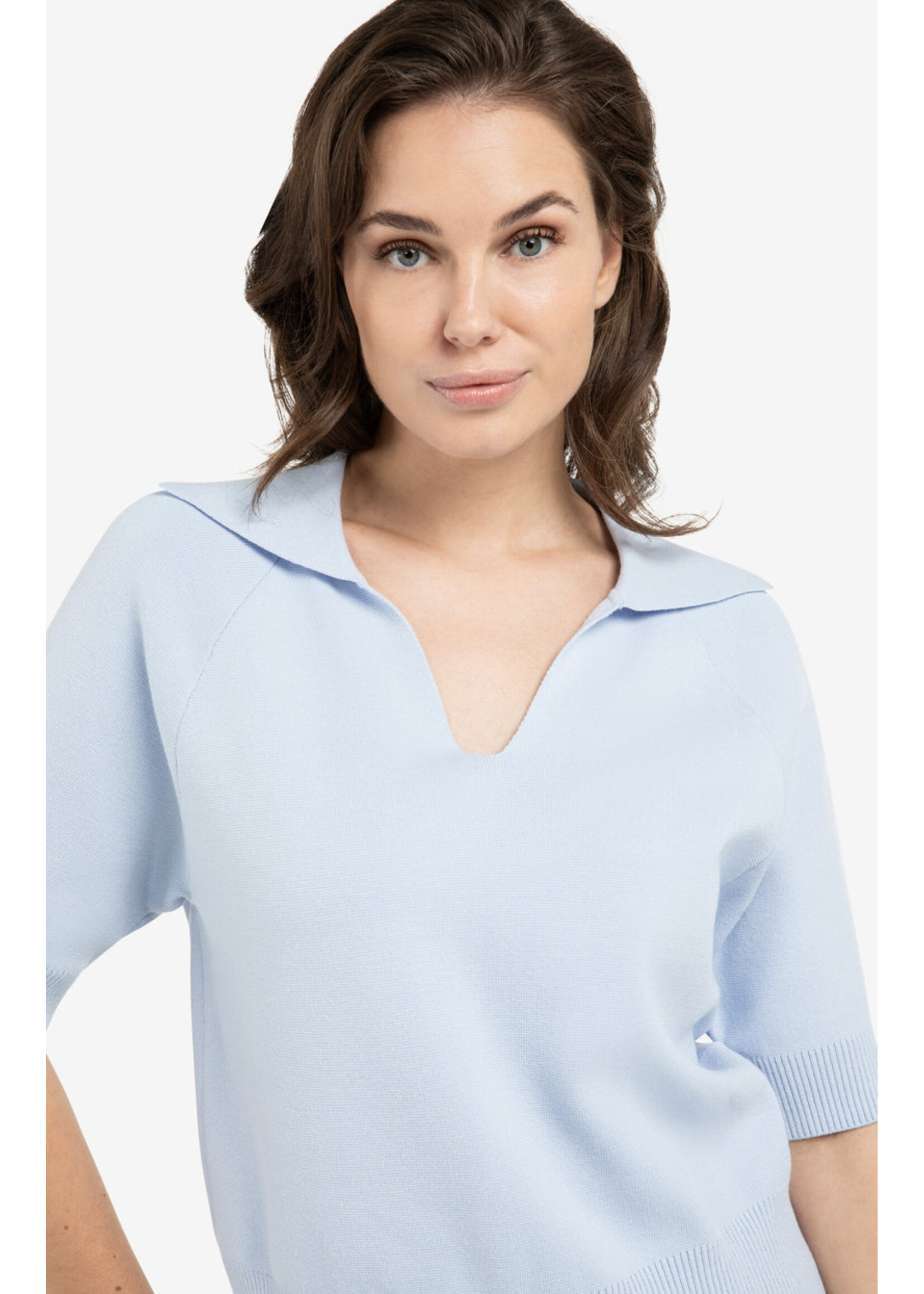 Yaya Women YAYA SS Sweater With Coll - Ice Blue
