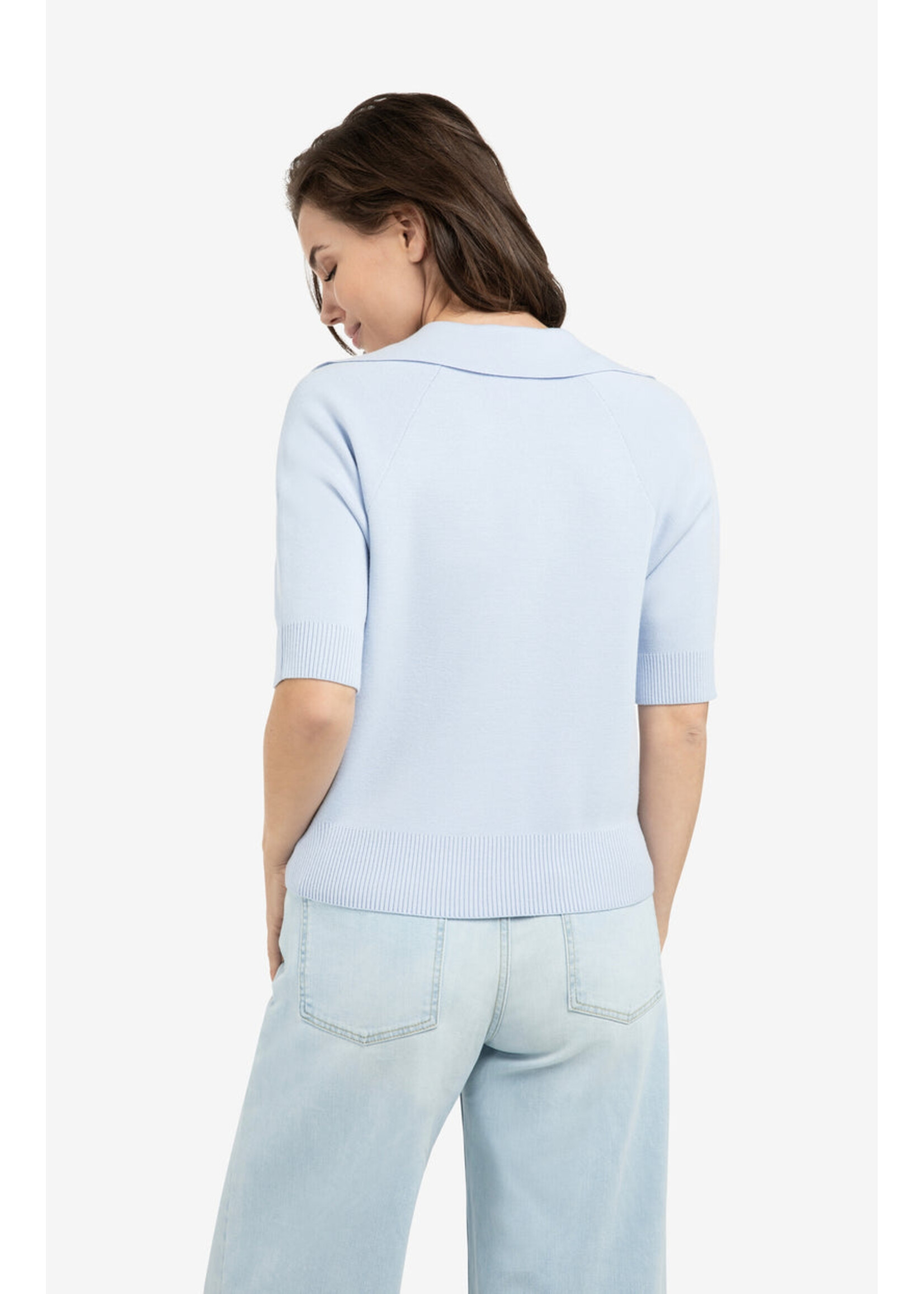 Yaya Women YAYA Pull SS À Col - Ice Blue