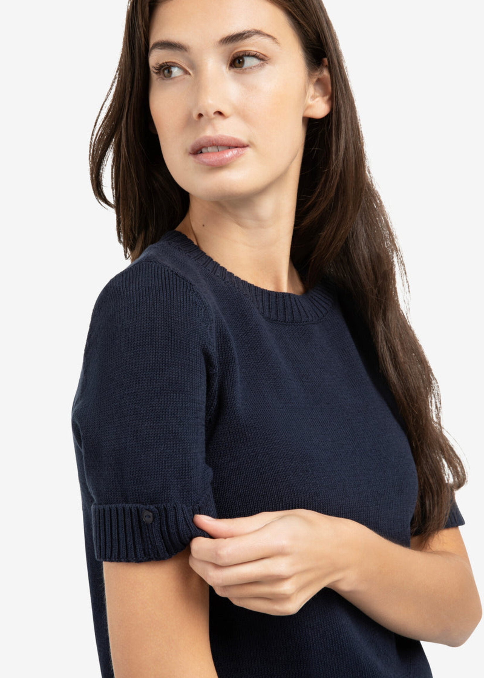 Yaya Women YAYA Rolled-Up Sleeves Knitted Sweater - Navy